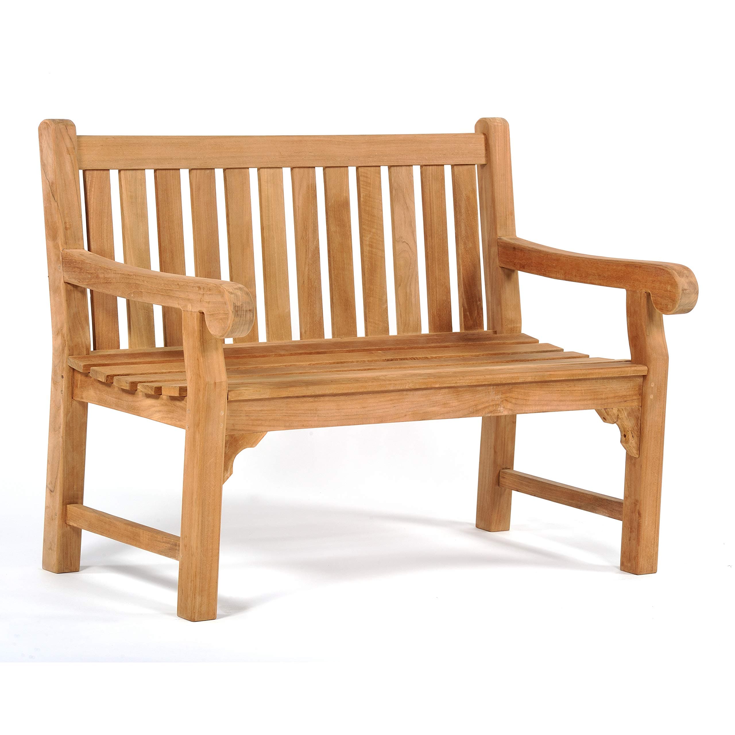 Queensbury 2 Person 120cm Teak Garden Bench - 2 Seat Luxury Wooden Patio Outdoor Grade A Teak Bench Seat