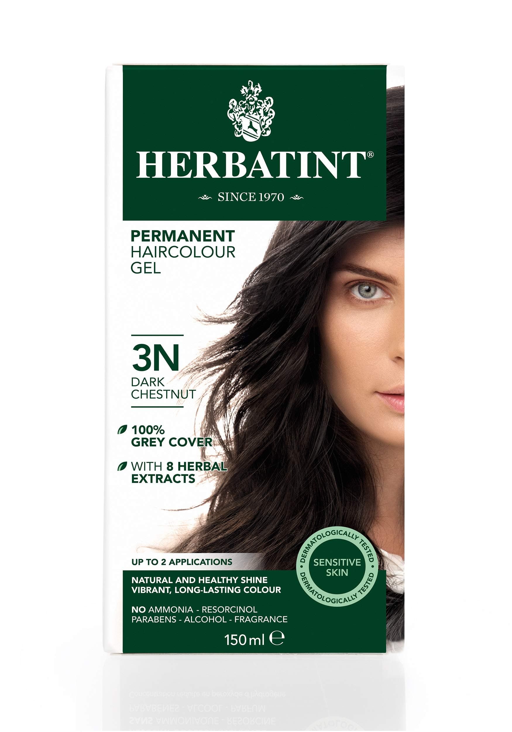 Herbatint Natural hair Dye Amonia Free 150ml, Dark Chestnut 3N