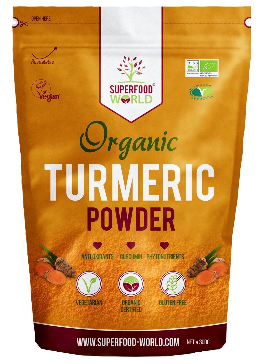 Organic Turmeric Powder | Pure and Potent Anti Inflammatory and Antioxidant Turmeric Powder Superfood with Natural Curcumin | Perfect for Cooking, Smoothies & Golden Milk | Vegan Friendly 300g