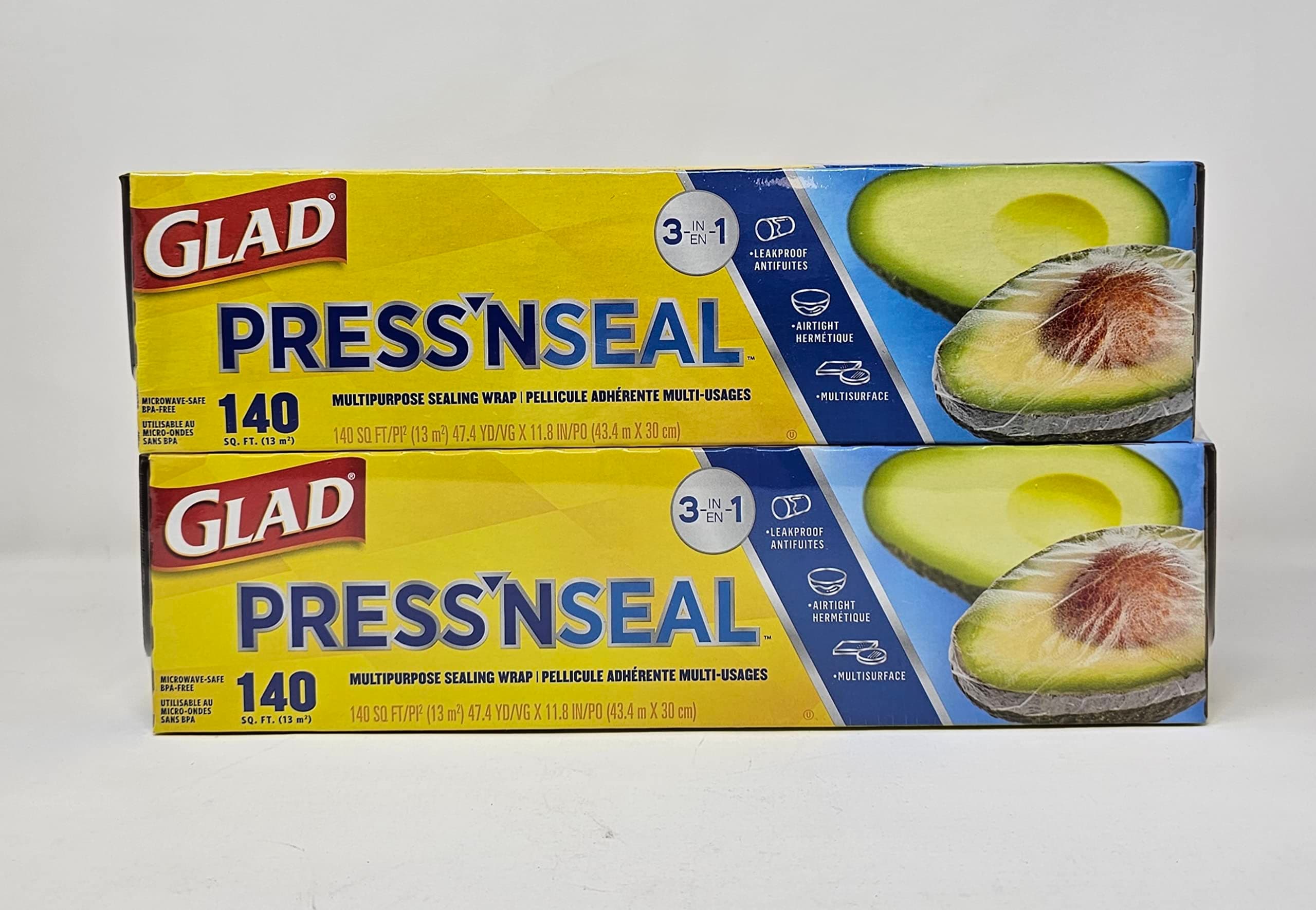 Glad Press'N Seal Multi Purpose Sealing Wrap - Leakproof, Airthight & Multisurface - 2 x 140Sq. Ft