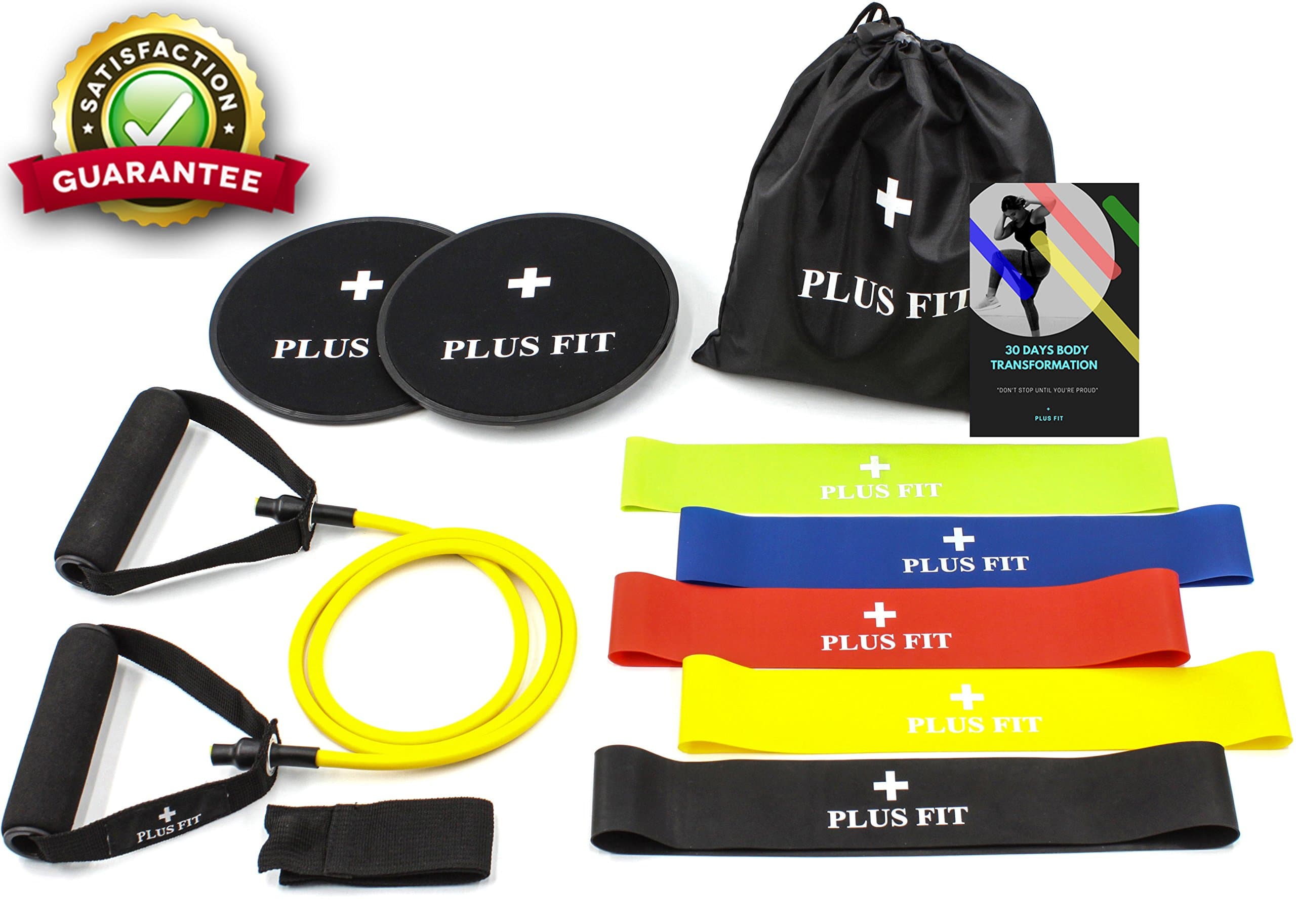PlusFit Best Home/Gym Workout Equipment (Gliding Discs Core Sliders, Resistance Loop Bands, Resistance Band Tube & 30 Days Body Transformation and Nutrition Guide Online) Sliders and Resistance Bands