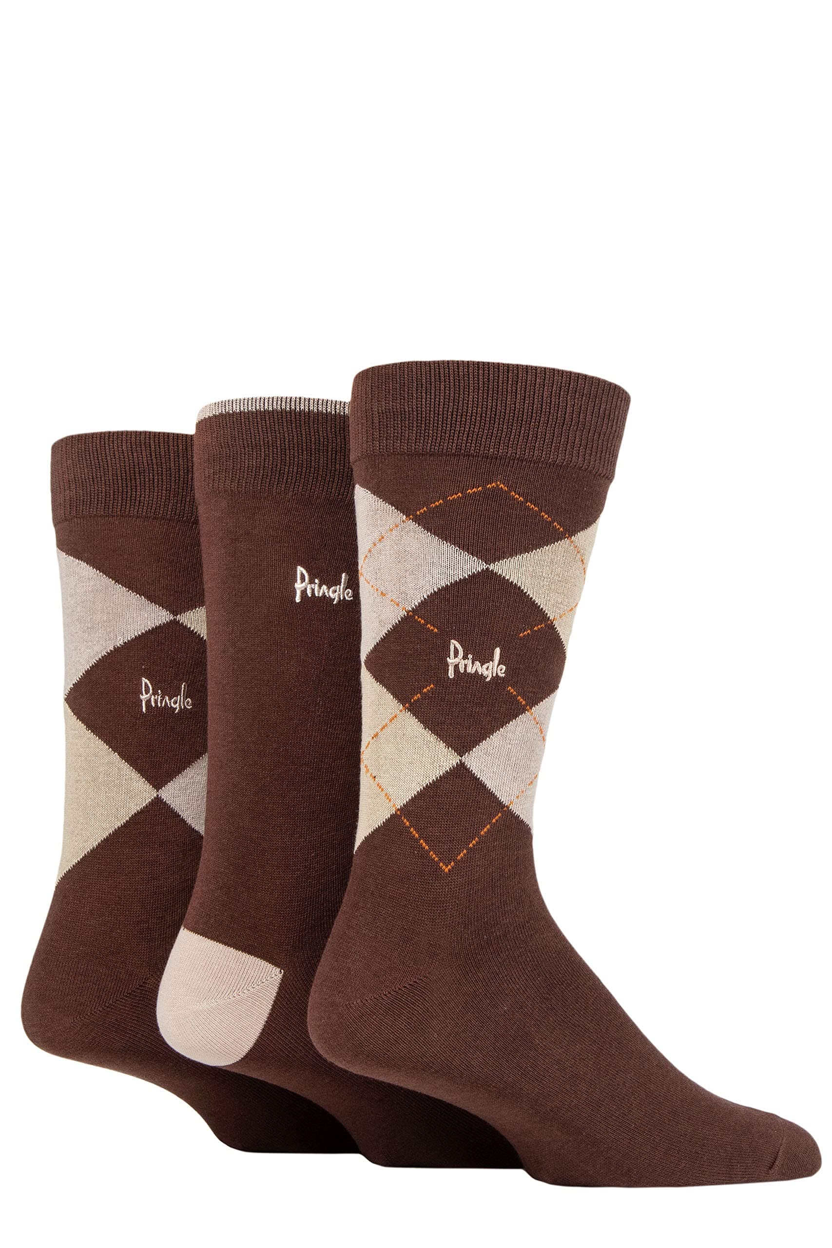 Pringle Mens Bamboo Cotton Blend Argyle Socks Pack of 3