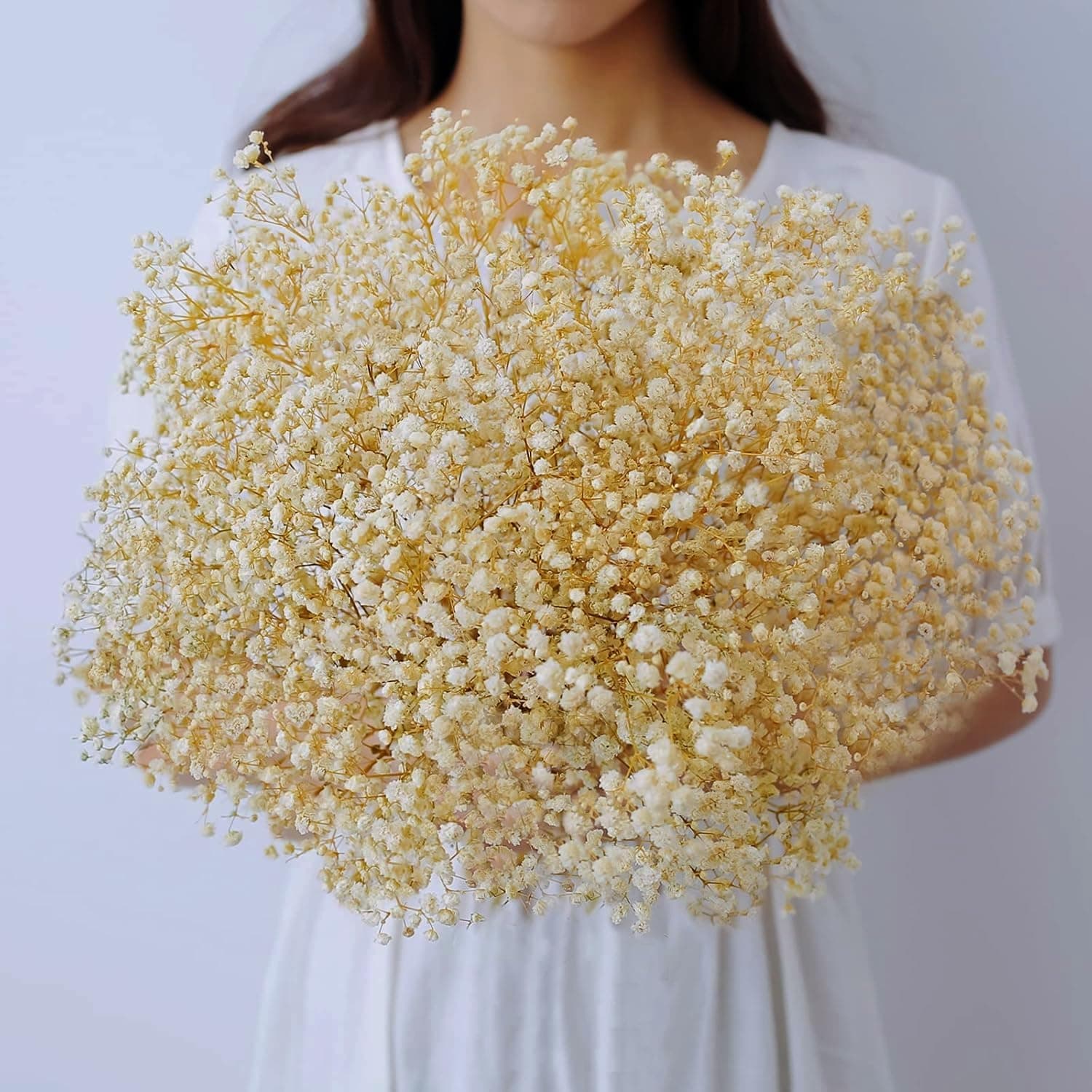 4000+ Dried-Babys-Breath-Bouquet-17.2 inch Dried Flowers, Natural Gypsophila Branches for Home Decor, Wedding, Table Decor, DIY Wreath Floral, Dry Flowers Bulk for Vase (Ivory White)
