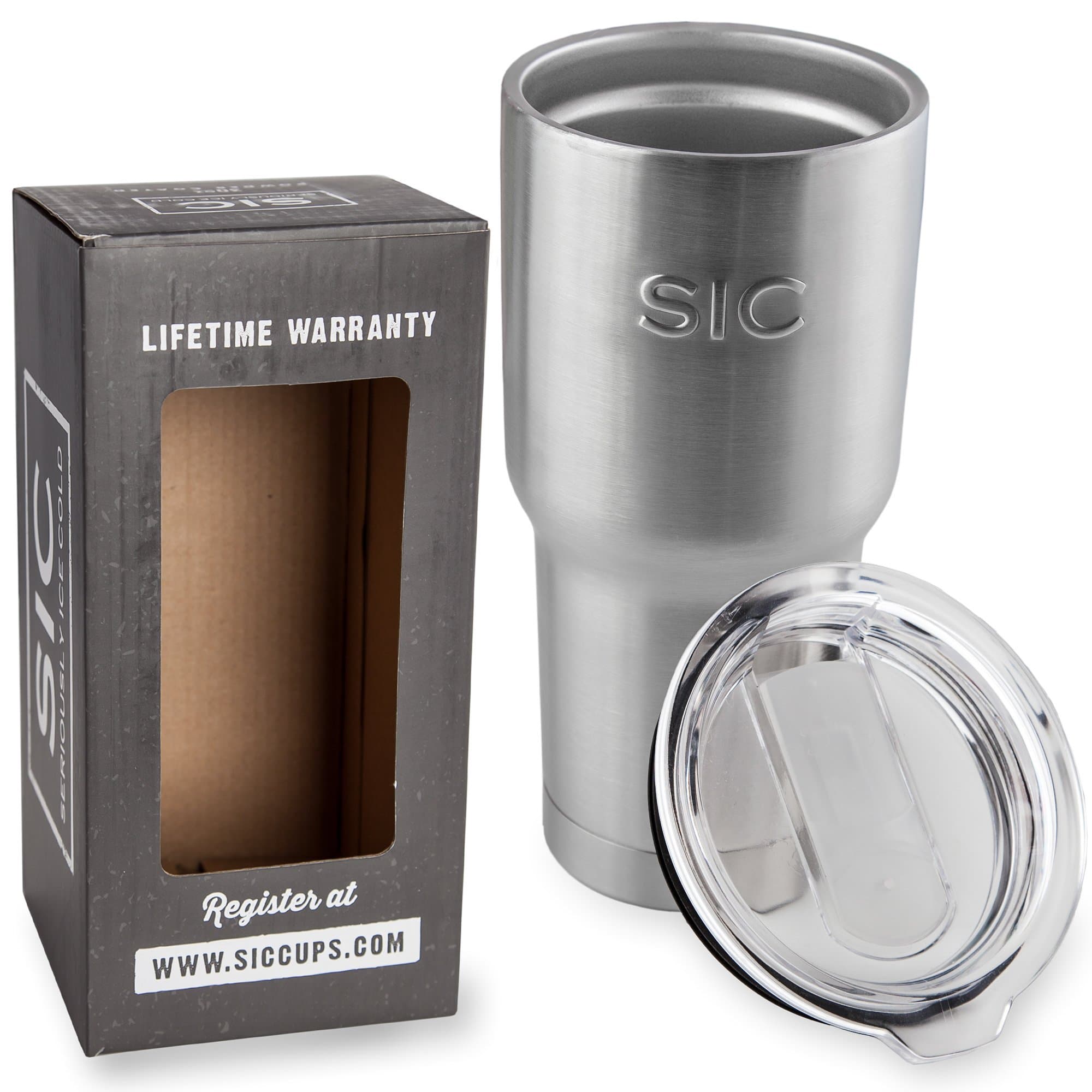 30 Oz. Double Wall Vacuum Insulated 18/8 Stainless Steel Powder Coated Travel Mug Tumblers with Splash Proof BPA Free Lid and - Mermaid