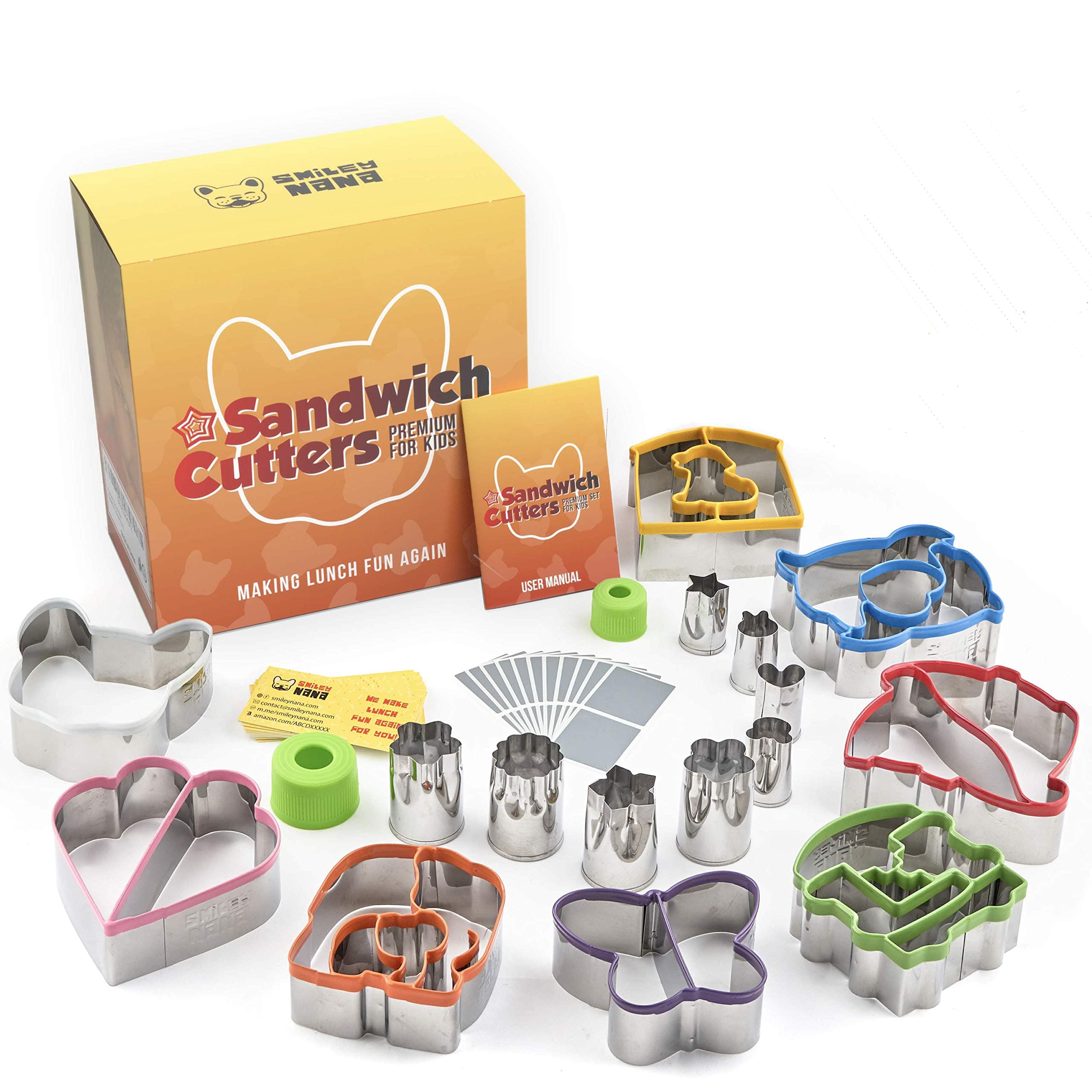 Premium Sandwich Cutters Set for Kids- 50pcs Stainless Steel Cutters for Vegetables, Fruits & Cookie