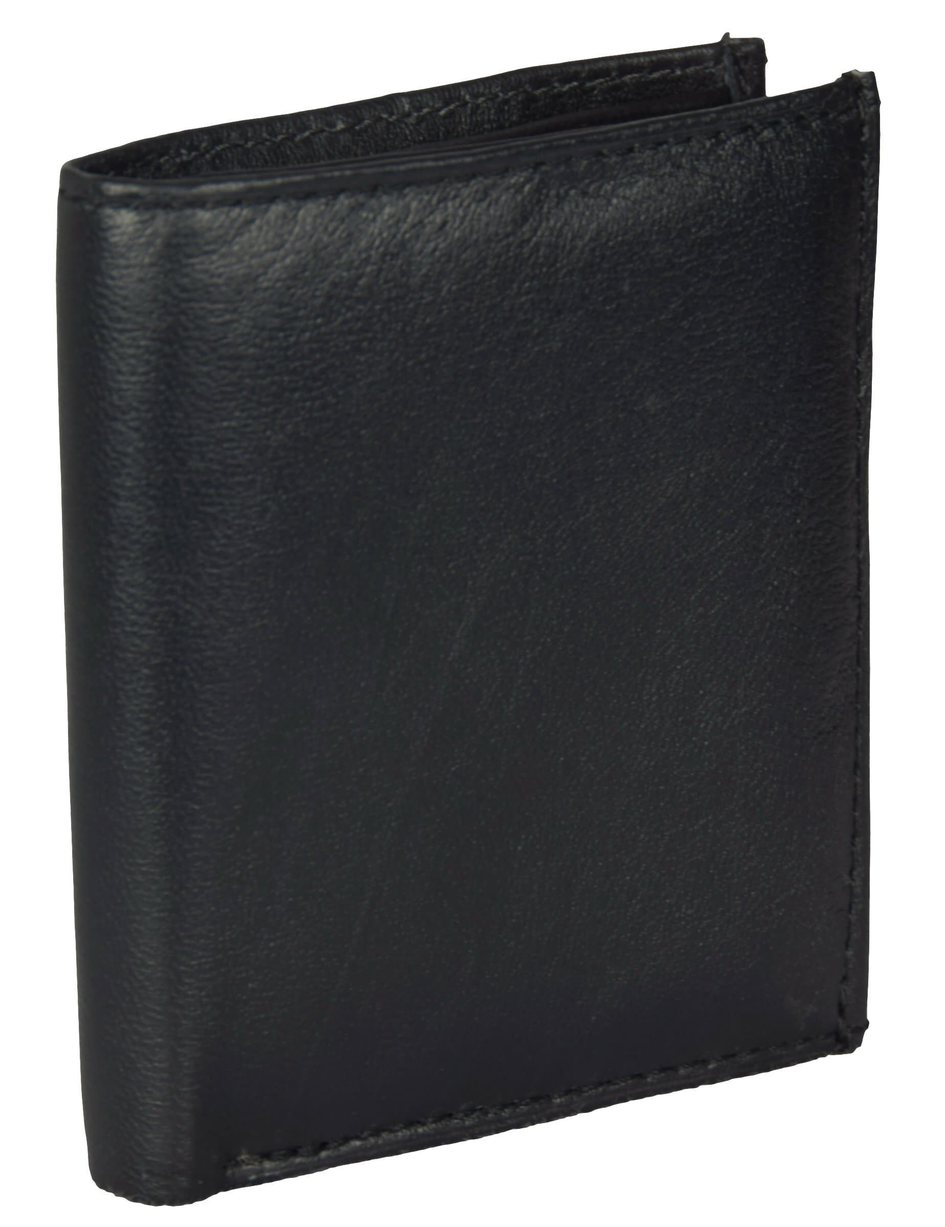 Genuine Leather Slim Mini Wallet & Credit Card Holder Billfold in Black by IWEA®