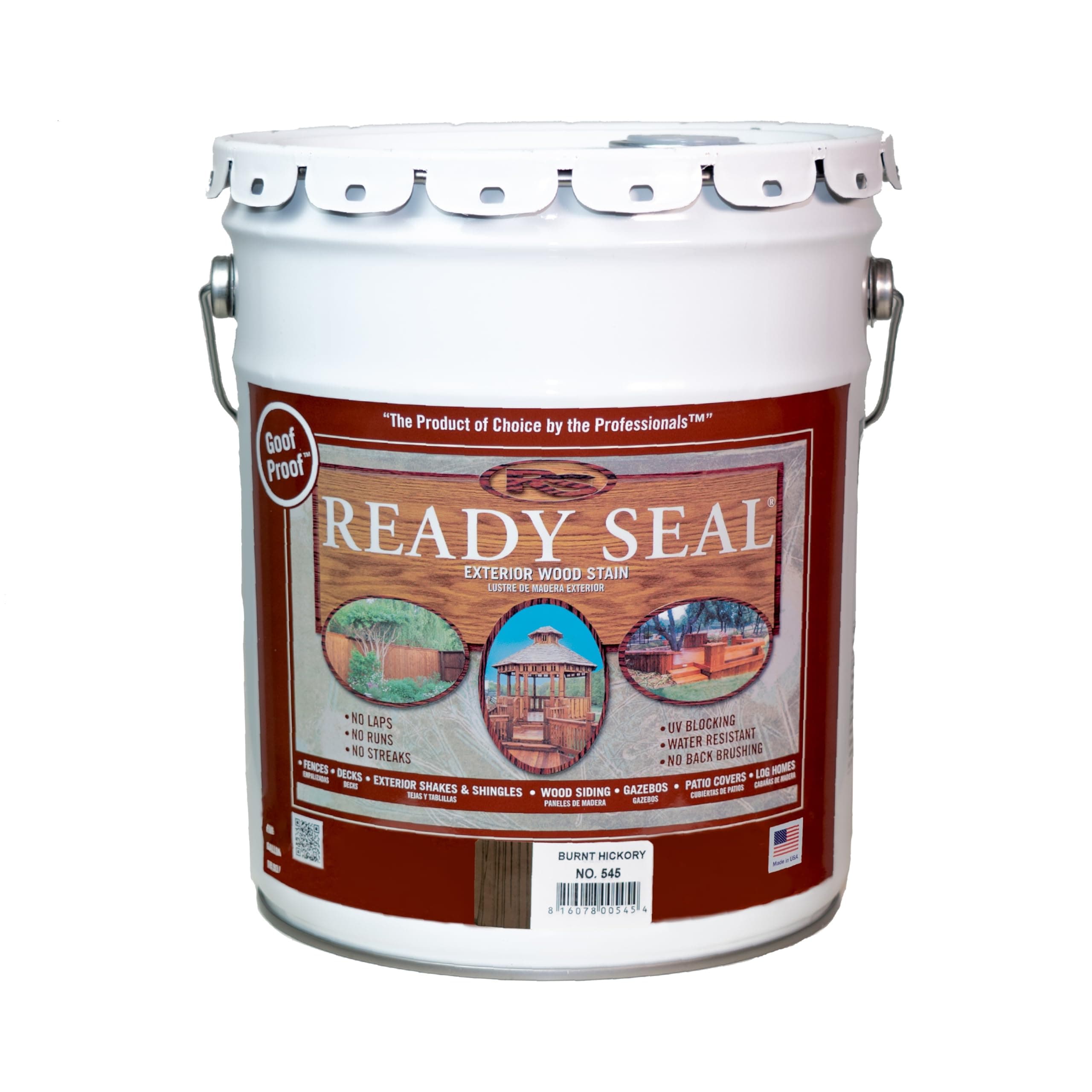 Ready Seal Exterior Wood Stain | Semi-Transparent Oil-Based Formula | Professional Grade Stain and Sealer in One | Ideal for Decks, Fences, Pergolas, Wood Siding & More | 5 Gallon | Burnt Hickory