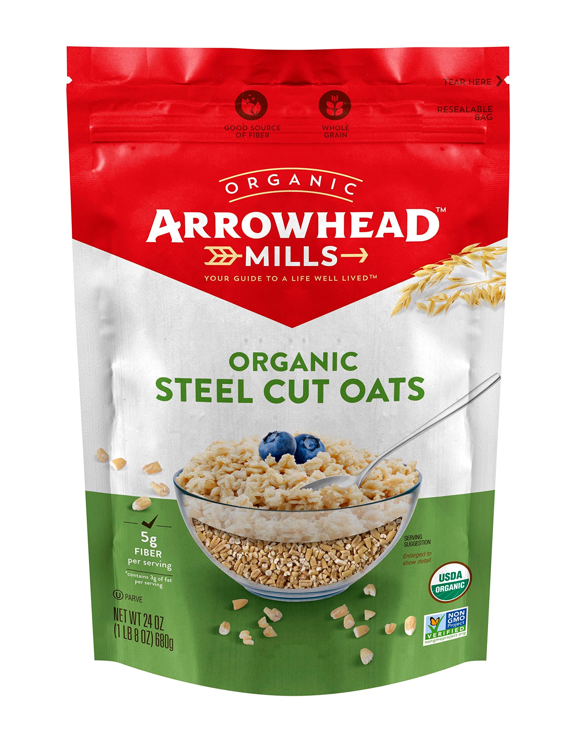 Arrowhead Mills Gluten Free Steel Cut Oats, 24 OunceUSDA Organic