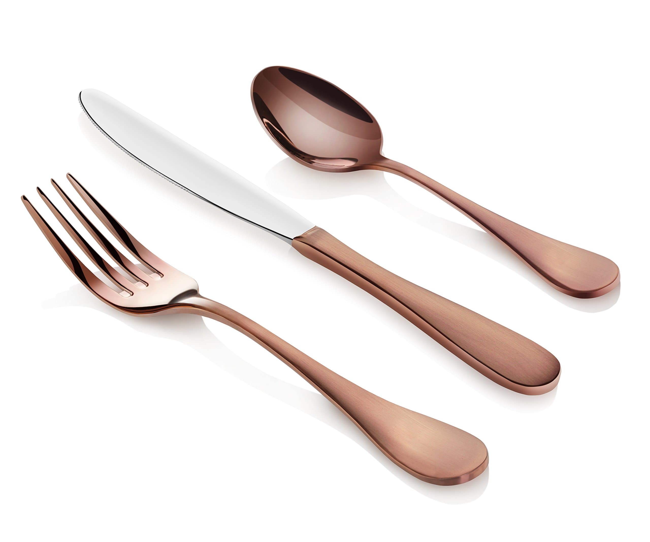Artaste 56891 Rain 18/10 Stainless Steel Flatware 36-Piece Set, Antique Copper Finished, Service for 12