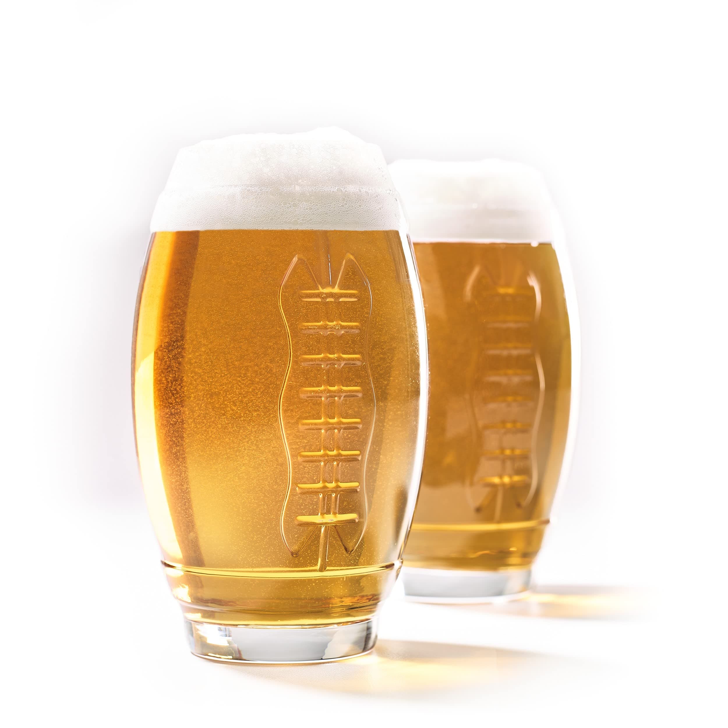 40YARDS American Football Glass (Set of 2) with Raised Seam (600 ml) - Great Gift for Fans or Decoration at the Bowl Party