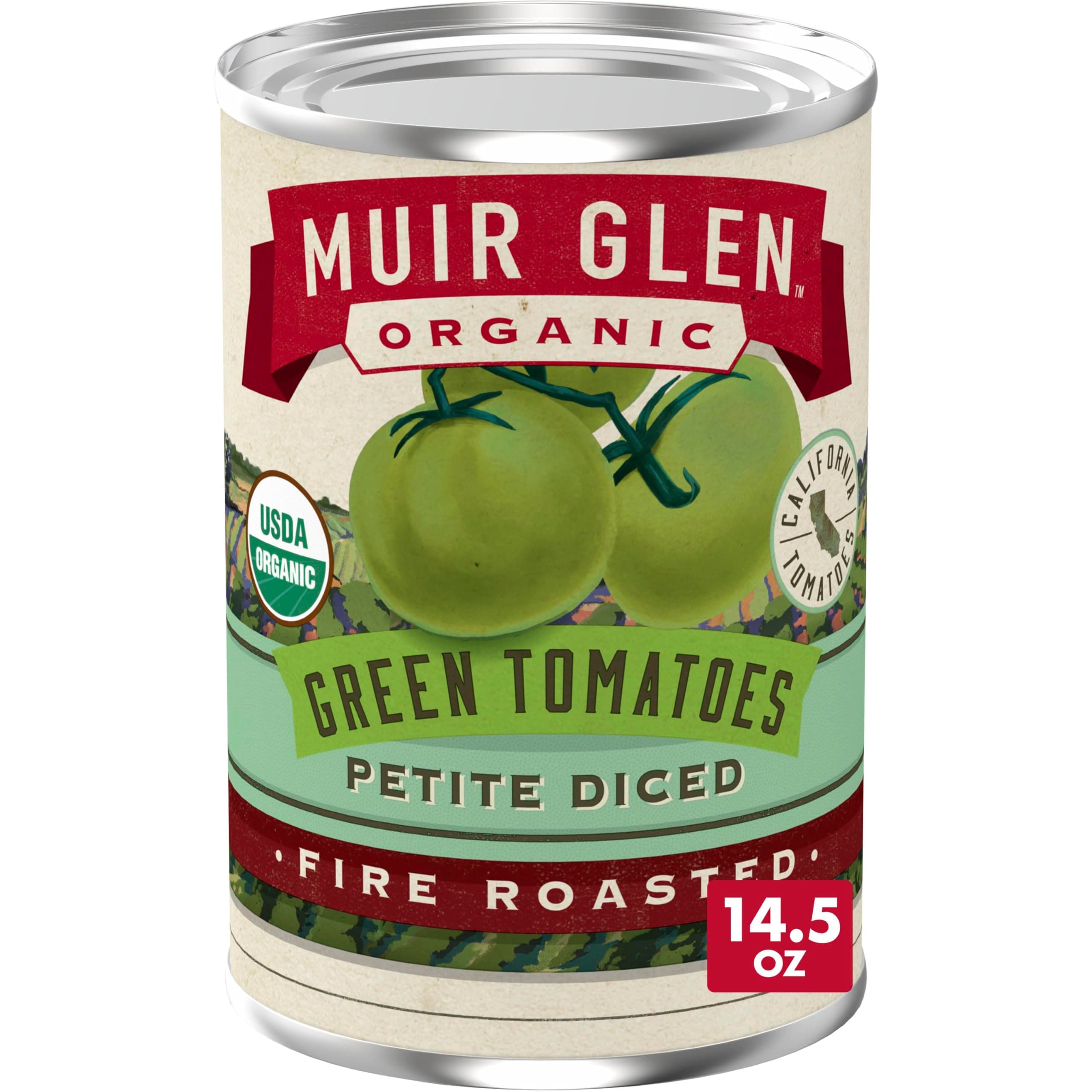 Muir Glen Organic Petite Diced Fire Roasted Green Tomatoes, 14.5 oz