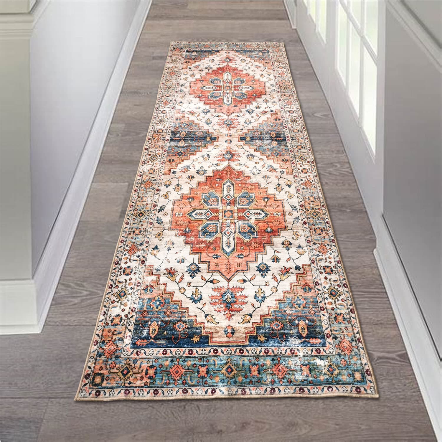 Hallway Runner Rug 2x6 Distressed Washable Vintage Kitchen Non Slip Bedroom Kitchen Laundry Room