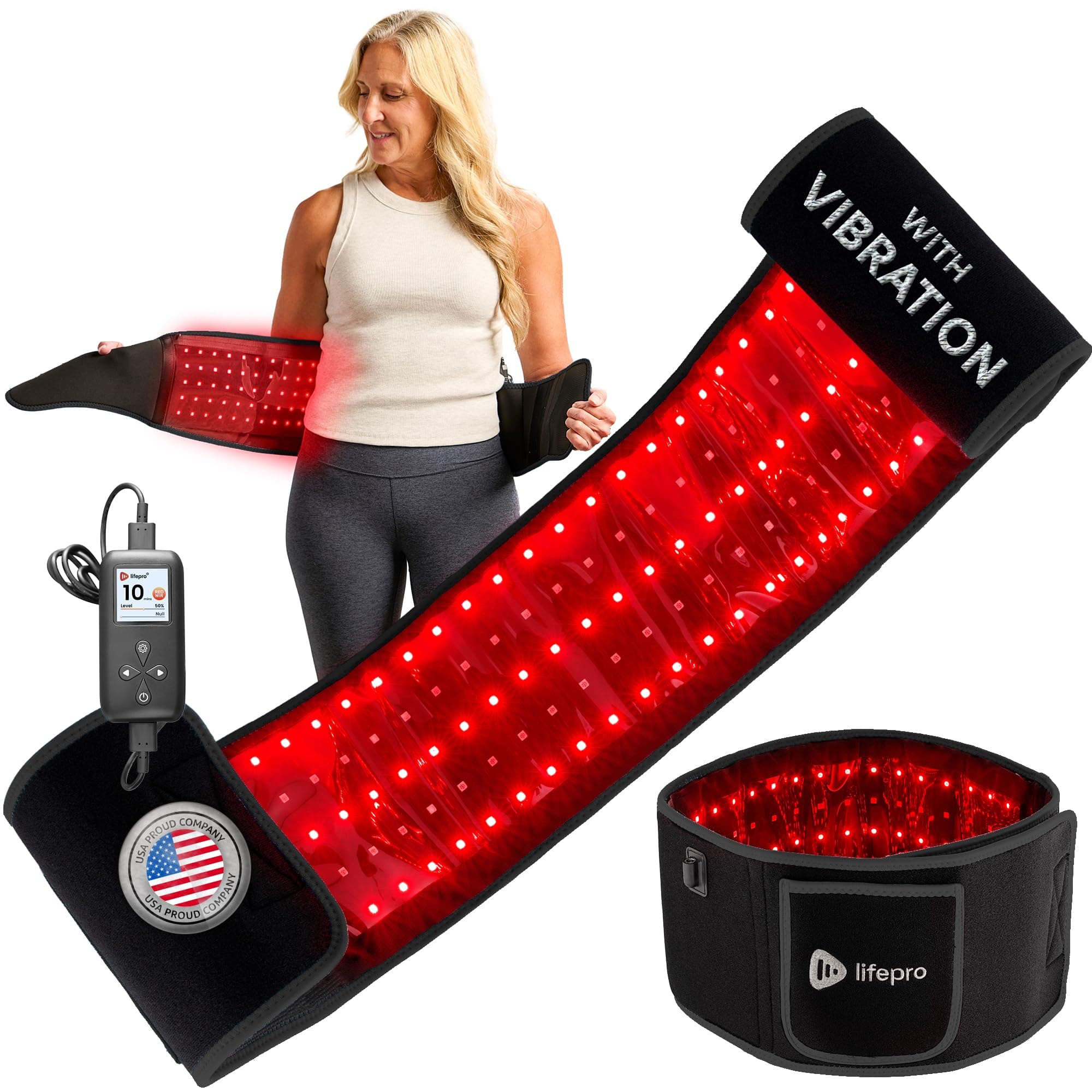 Lifepro Red Light Therapy Belt - Near Infrared Light Therapy & Red Light Therapy for Muscle Pain, Inflammation, Elbow Joint & Back Pain Relief - Infrared Therapy or Infrared Light Therapy