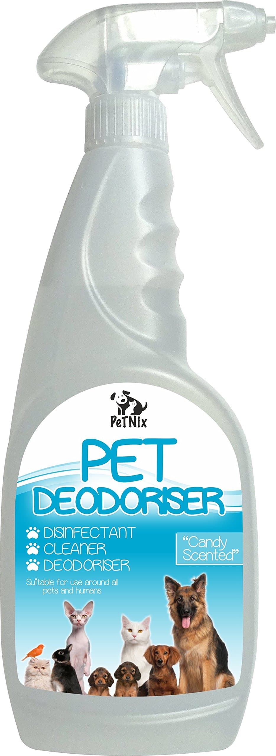 Candy Pet Deodoriser spray, Disinfectant & Urine Remover, kills bacteria the root cause of bad smells use on carpets, bedding, sofa, chairs, hard floor and even concrete
