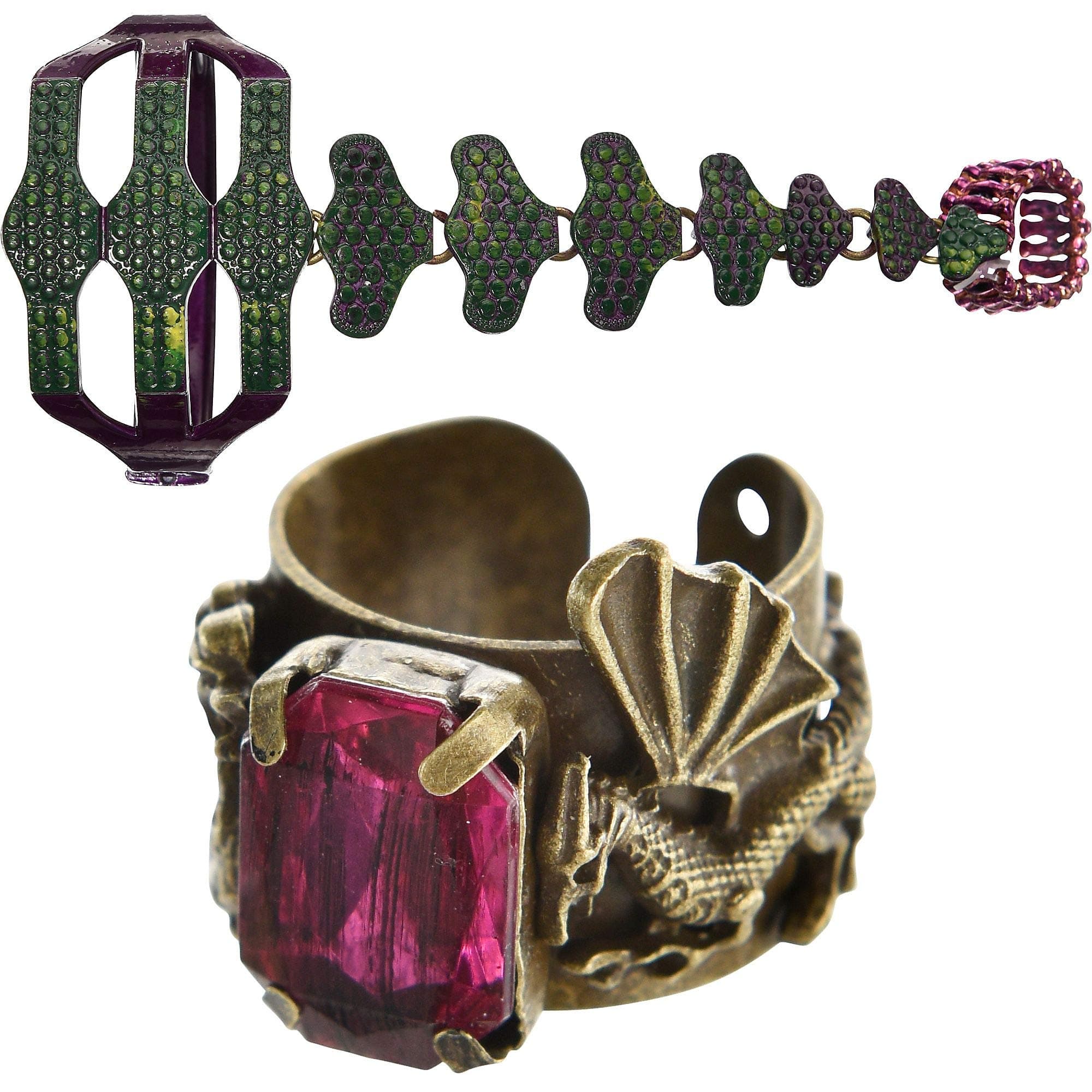 Party CityDescendants 3 Mal Jewelry Halloween Accessories, Includes Dragon Ring with Rhinestone and Bracelet with Ring