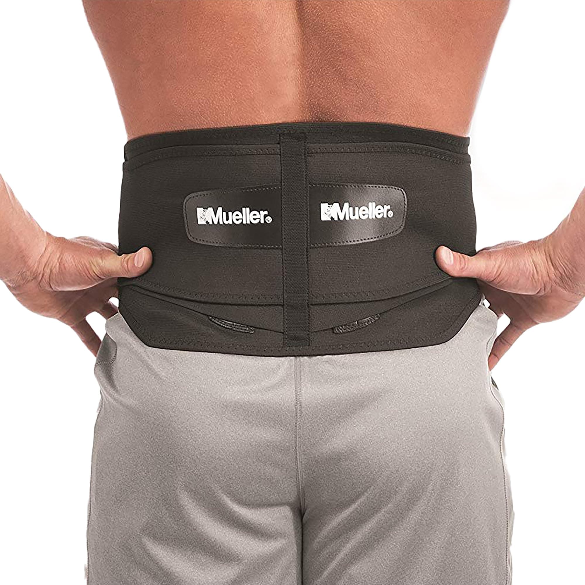 Mueller Adjustable Lumbar Back Brace, Black, Regular, 1-Count Package
