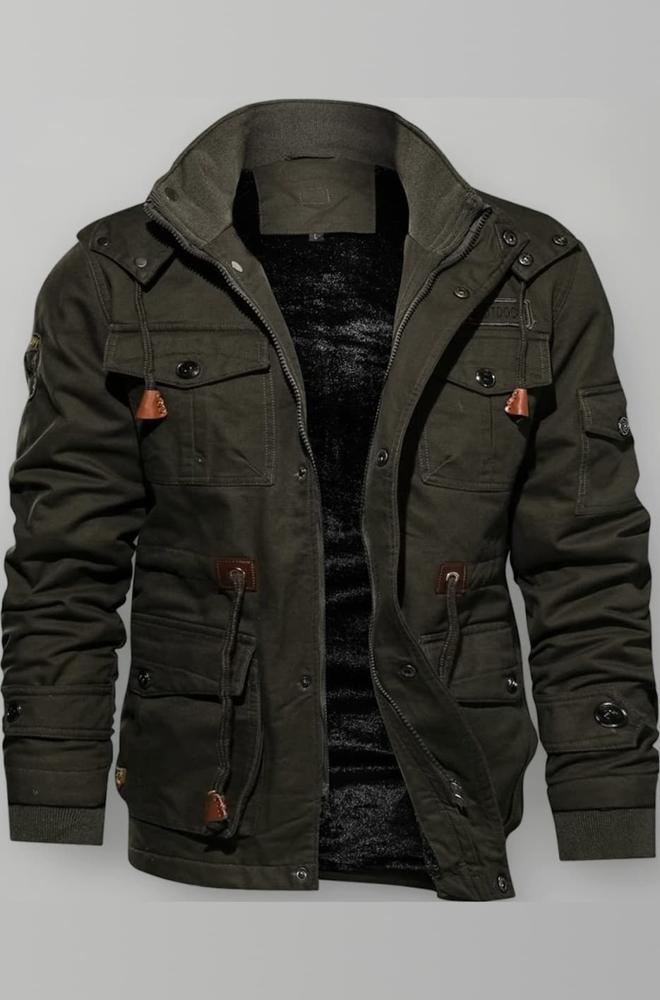 Men's Jacket-Casual Winter Cotton Military Jacket Thicken Hooded Cargo Coat