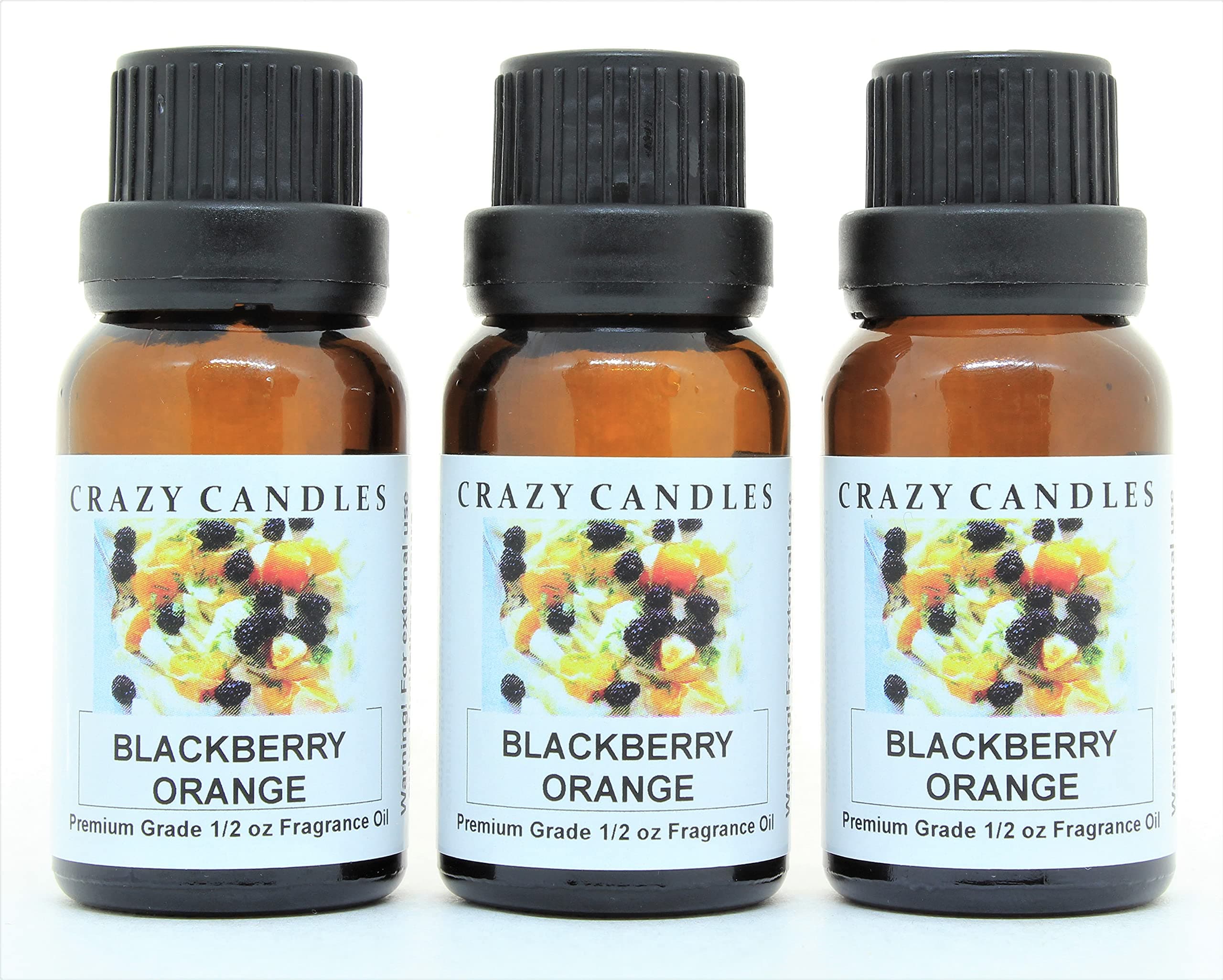 Crazy Candles BlackBerry Orange 3 Bottles 1/2 FL Oz Each (15ml) Premium Grade Scented Fragrance Oil