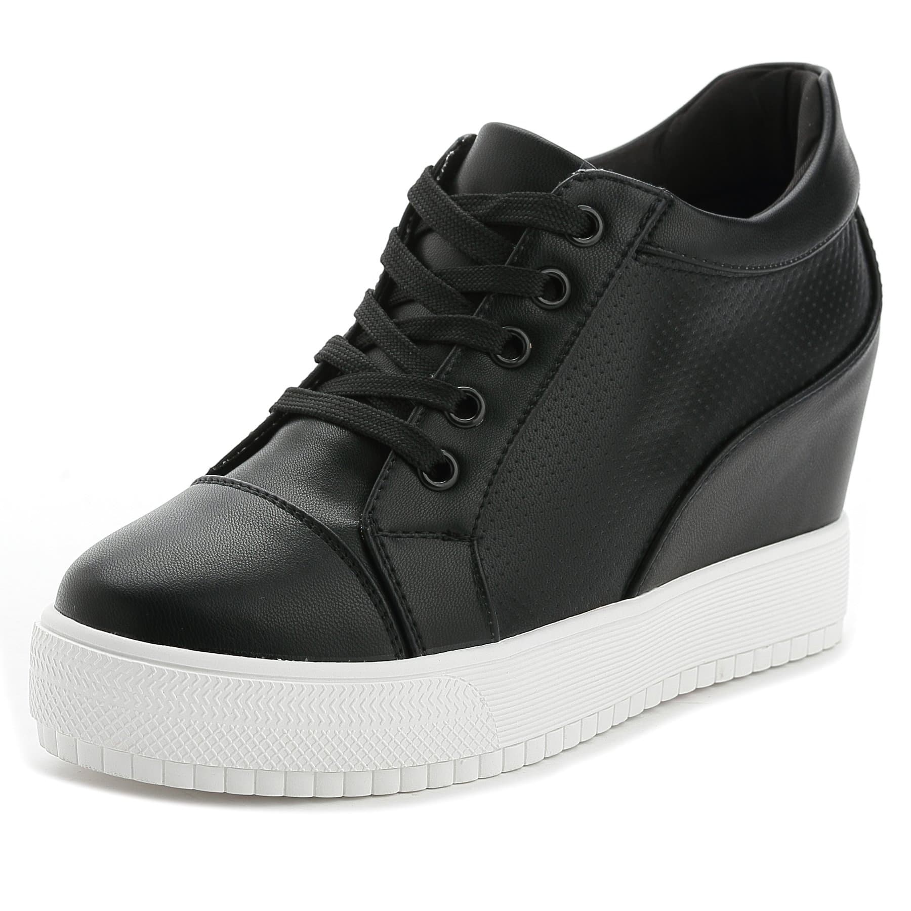 Women Wedges Sneakers with Hidden Heel Ankle High Platform Walking Shoes Fashion Bride Wedding Shoes