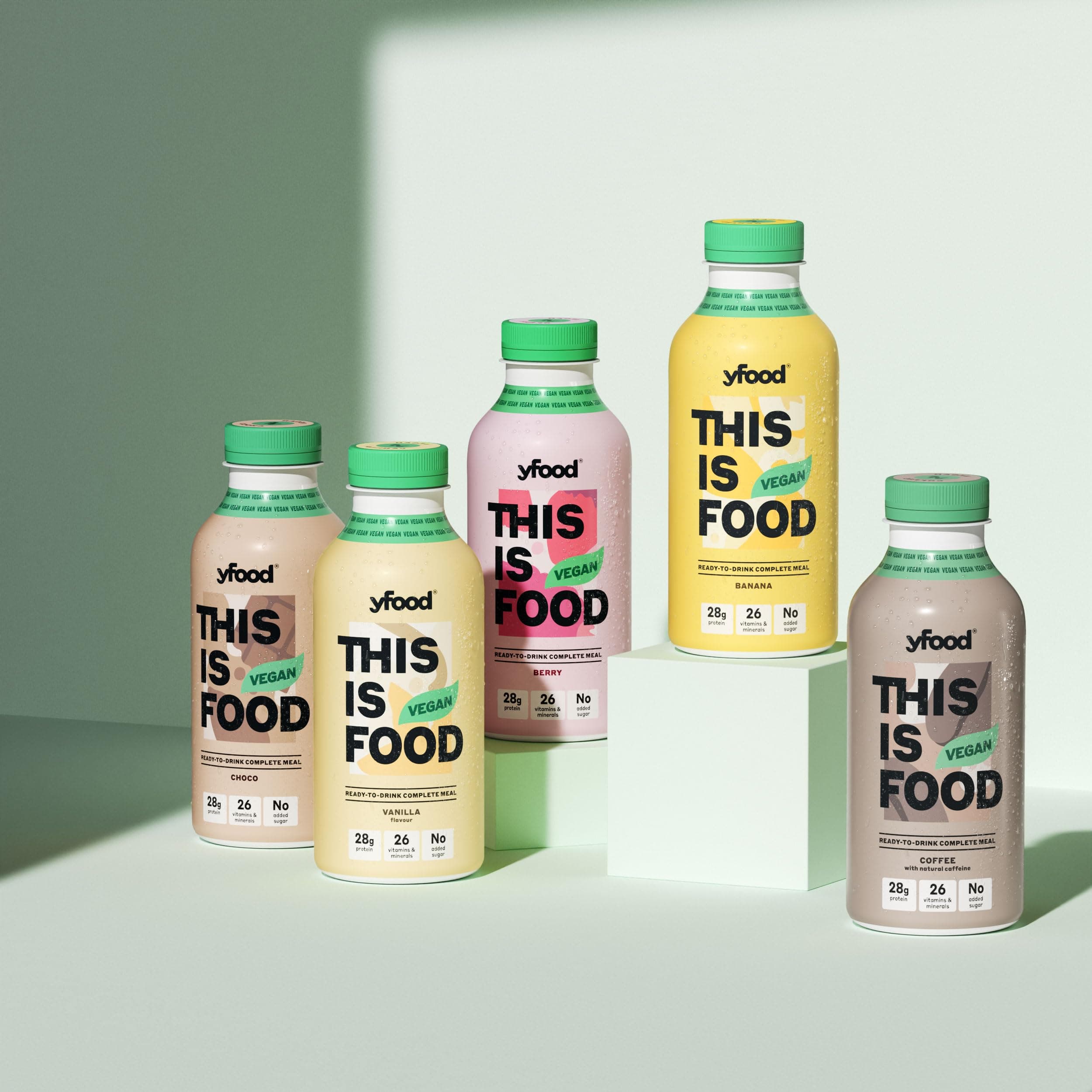 yfood Tasterpack Vegan Drinks, tasty meal replacement, THIS IS FOOD drink, 26g of protein, 26 vitamins and minerals, 5 flavor Tasterpack (5 x 500ml)