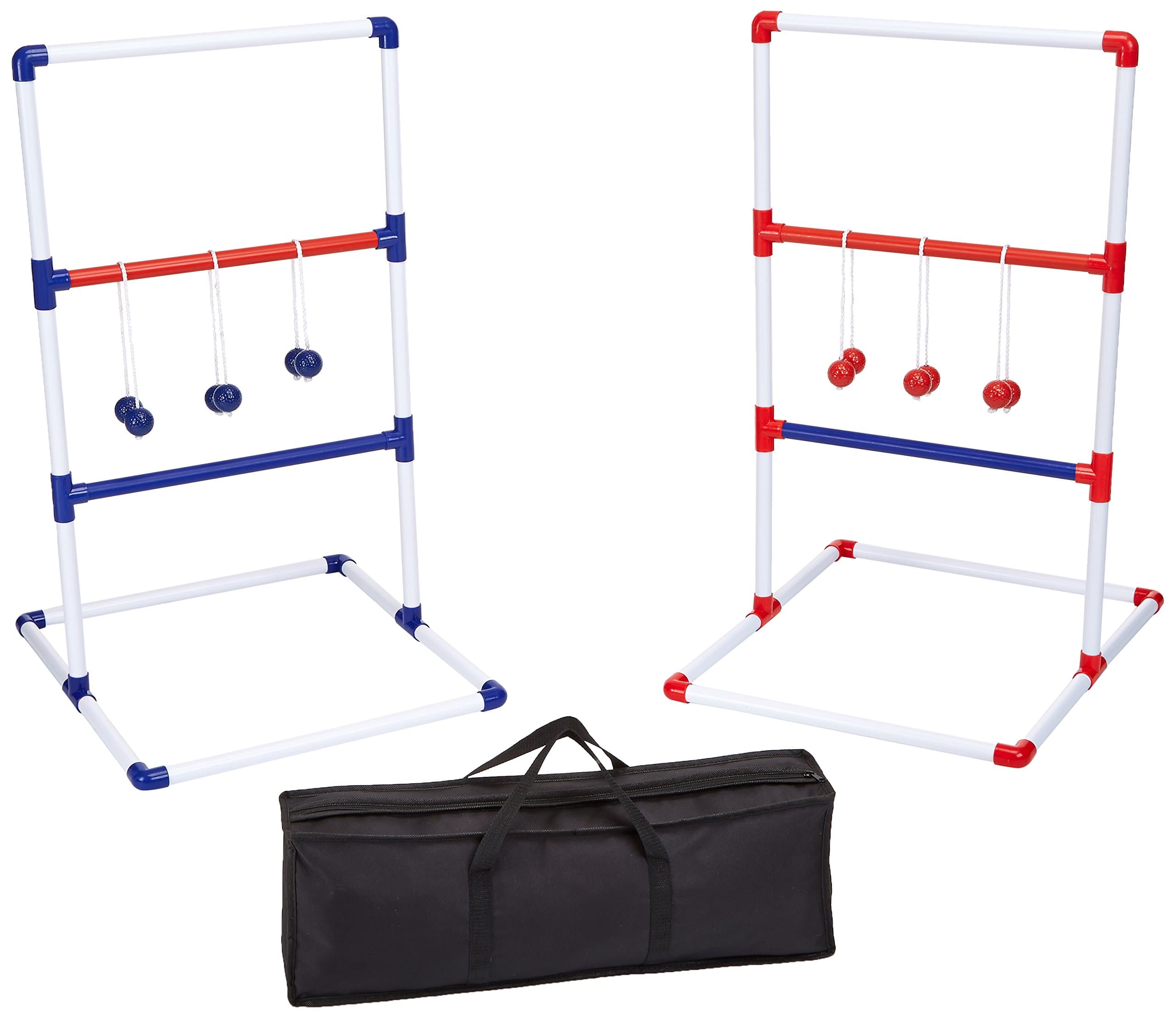Amazon Basics Portable Ladder Toss Outdoor Game Set with Carrying Case, Simple to Assemble, Red/Blue