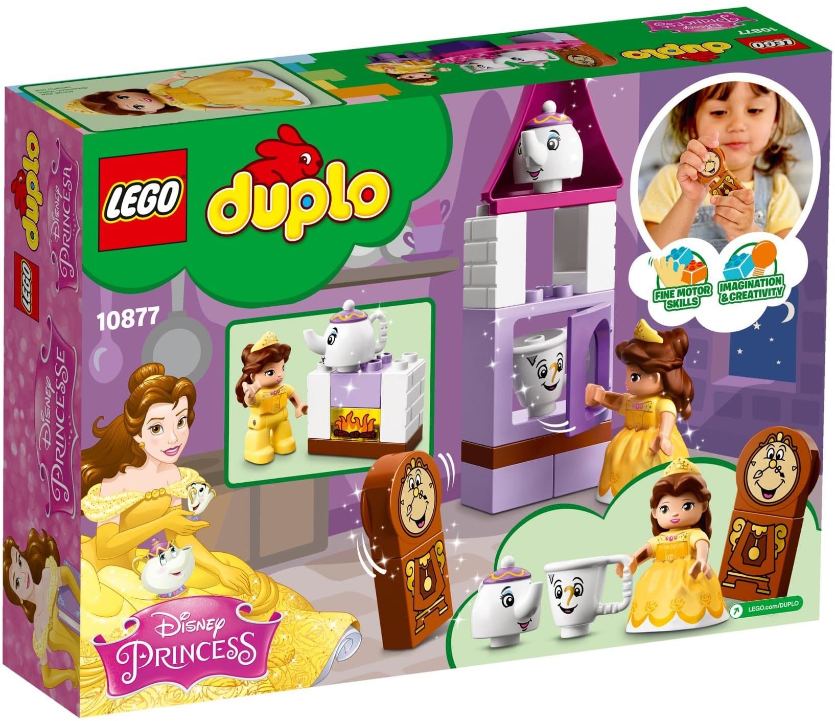 LEGO 10877 DUPLO Disney Junior Princess Belle's Tea Party Toy with Belle Mini Doll, Mrs Potts, Chip and Cogsworth Figures from Beauty and the Beast