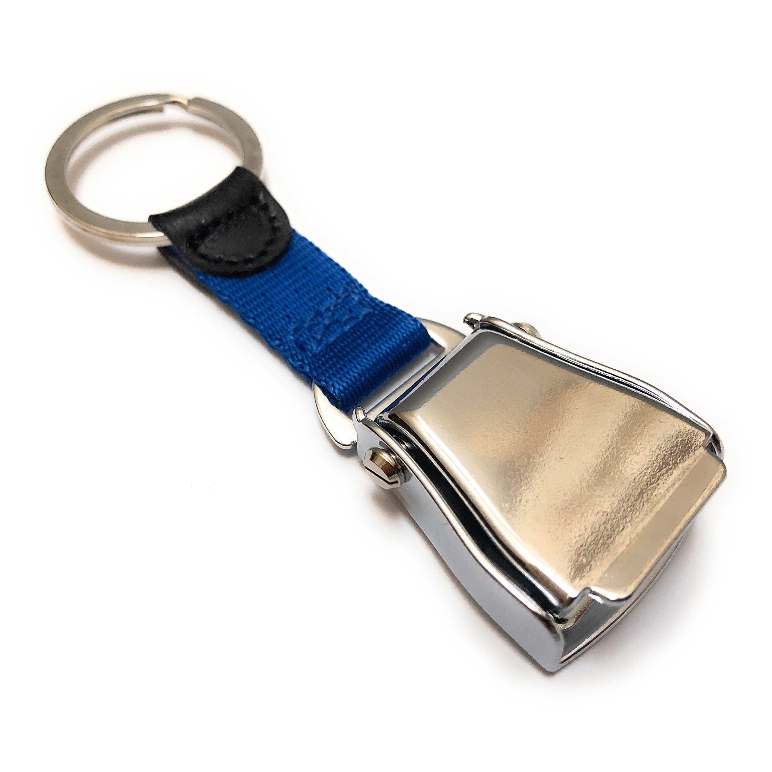 Airplane Seat Belt Keychain | Luggage Tag | Blue - Shiny Finish
