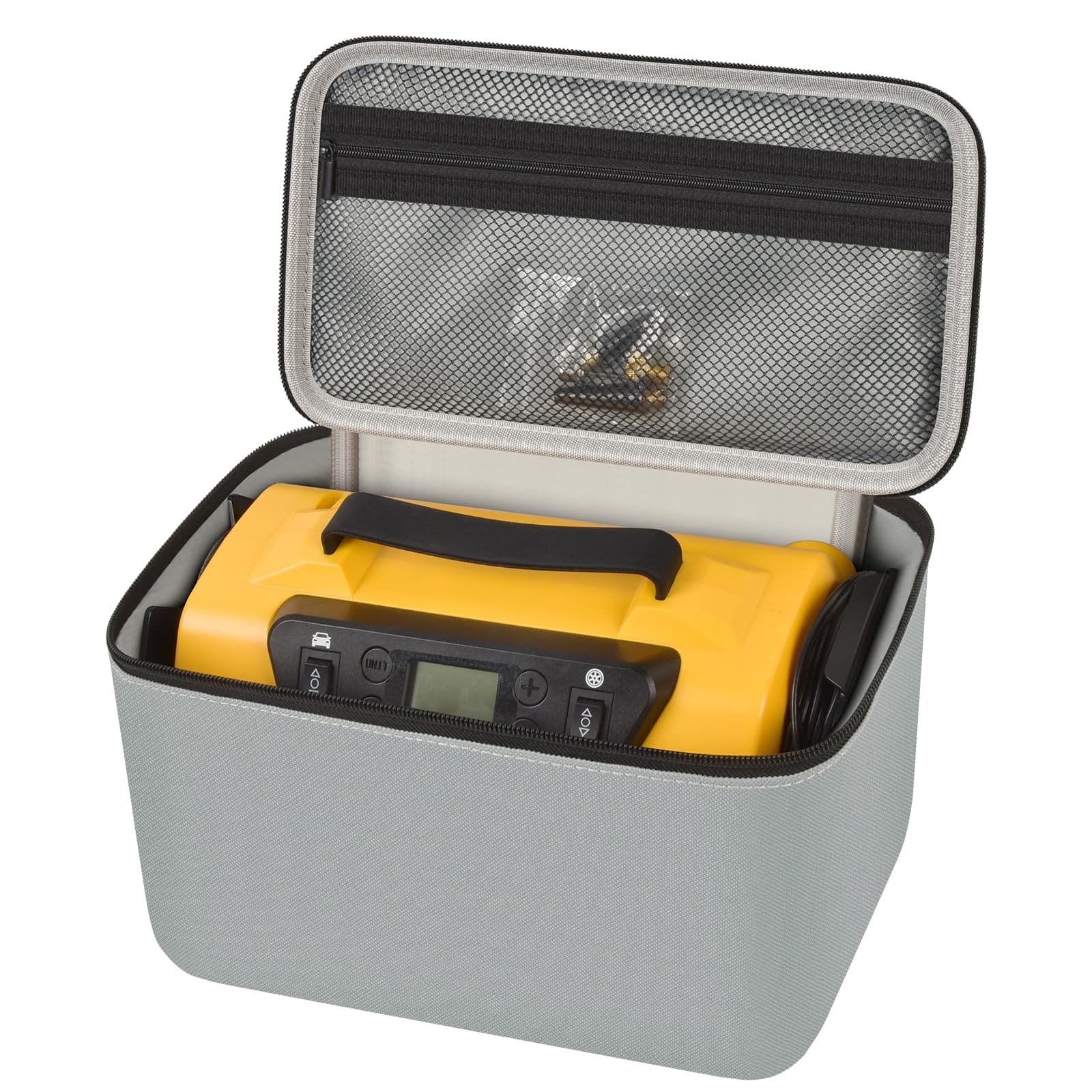 Air Compressor Storage Bag Compatible with AstroAI Tire Inflator for Car Tire Pump 150PSI 12V DC/110V AC, Air Pump Carrying Case Holder for Extension Cord and Batteries (Box Only) - Grey