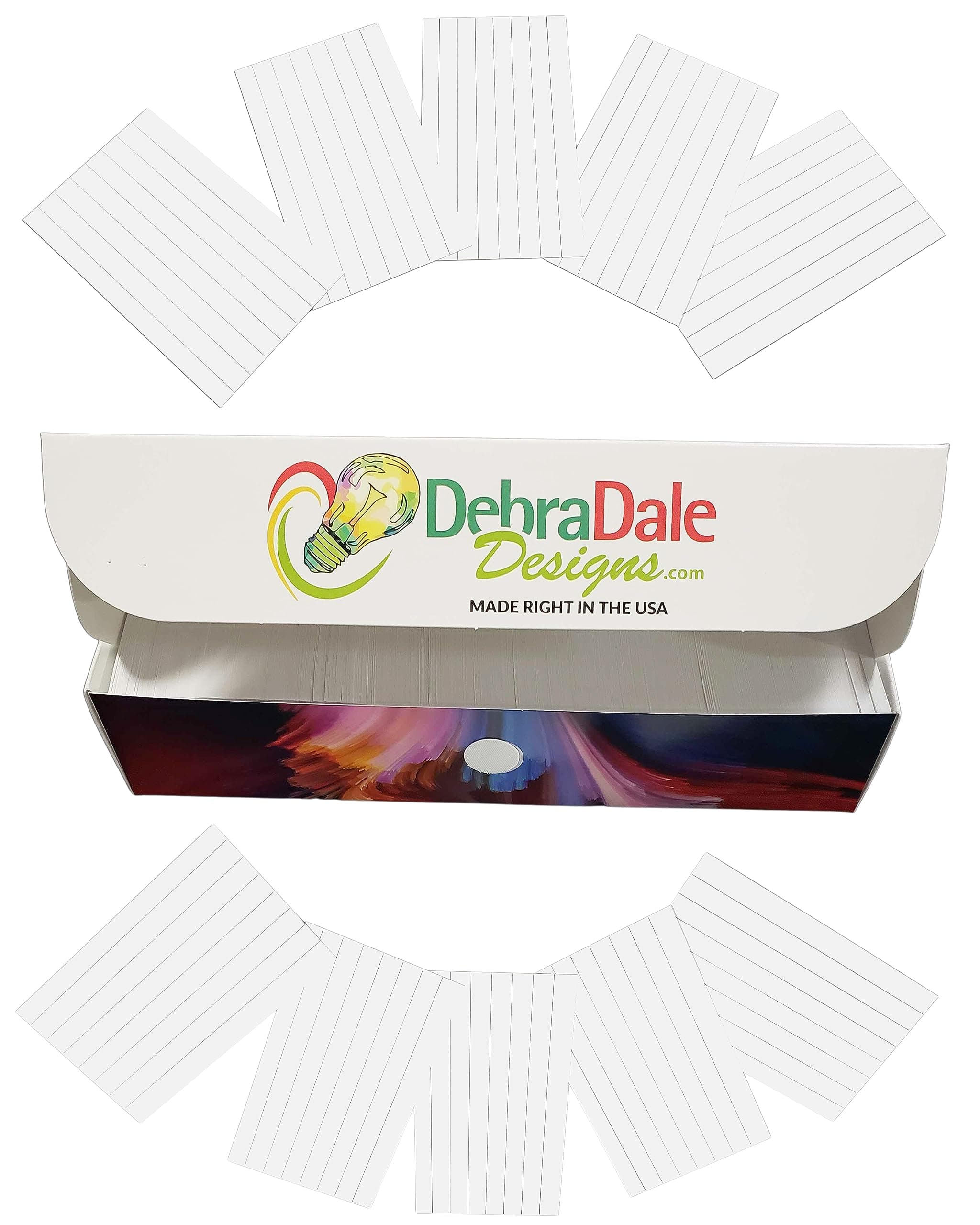 Debra Dale Designs - Made Right in the USA - Ruled Pocket-Size Study Flash Cards - 2" x 3-1/2" - Box of 800 - Heavy 140# Index Card Stock - .0118 Thick - Flashcards, Sight Words, Notes