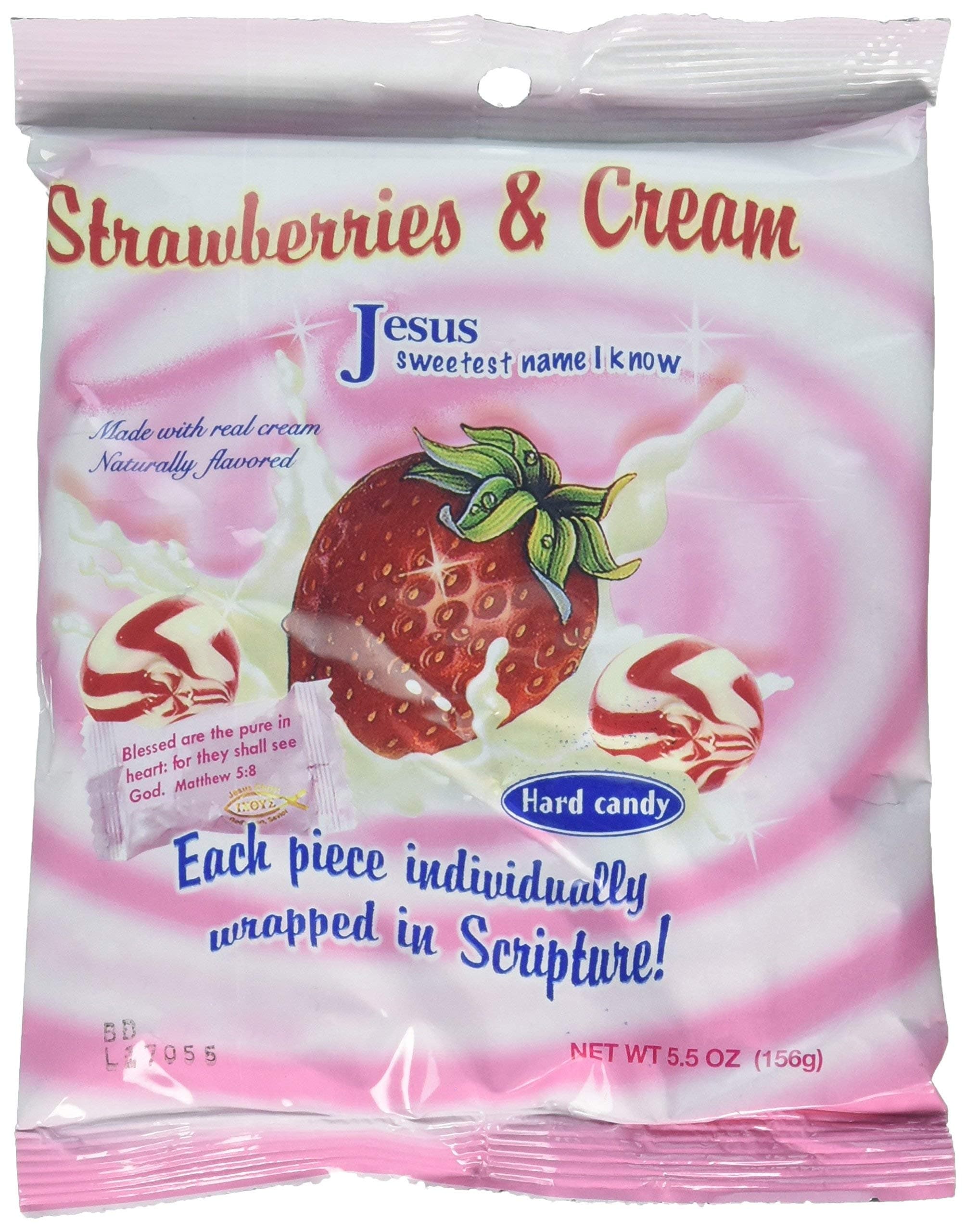 Scripture Candy Bag, Strawberries and Cream, 6 Count
