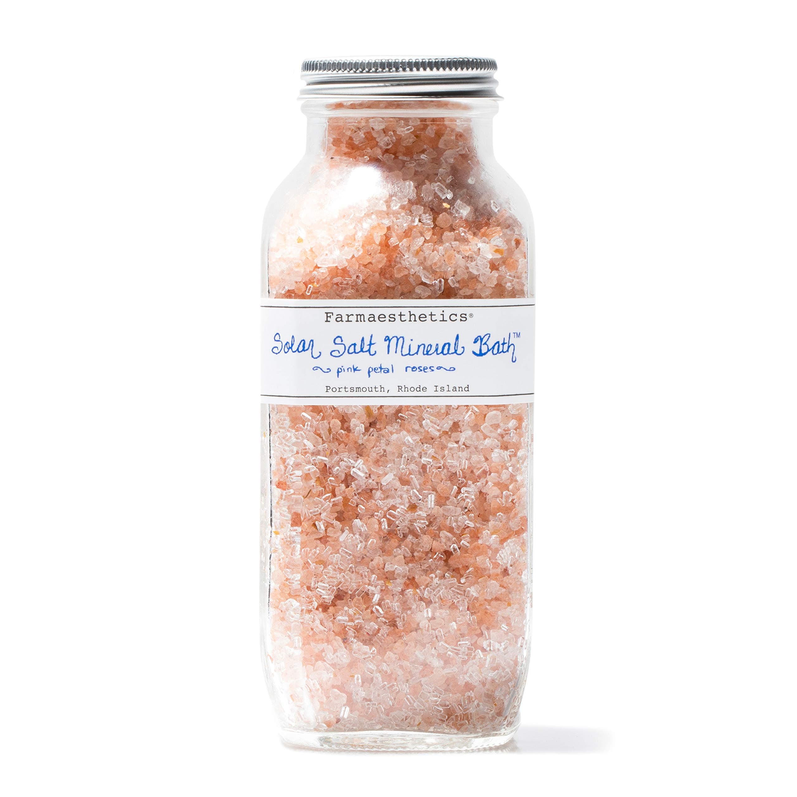 FarmaestheticsPink Petal Roses Solar Salt Mineral Bath (16 oz) | Ethically Sourced Sustainable Beauty | Clean, All Natural, Small Batch Skincare