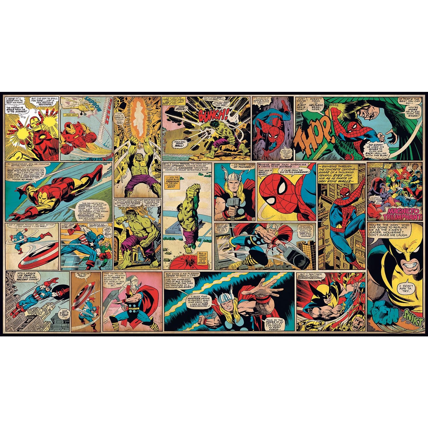 Roommates Jl1290M Marvel Classics Comic Panel Water Activated Removable Wallpaper Mural - 10.5 Ft. X 6