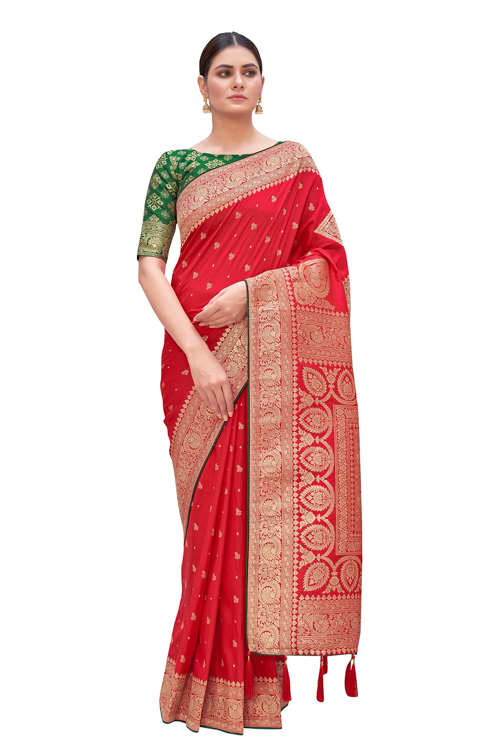 Women's Woven Silk Saree With Blouse Piece (4504_Color)