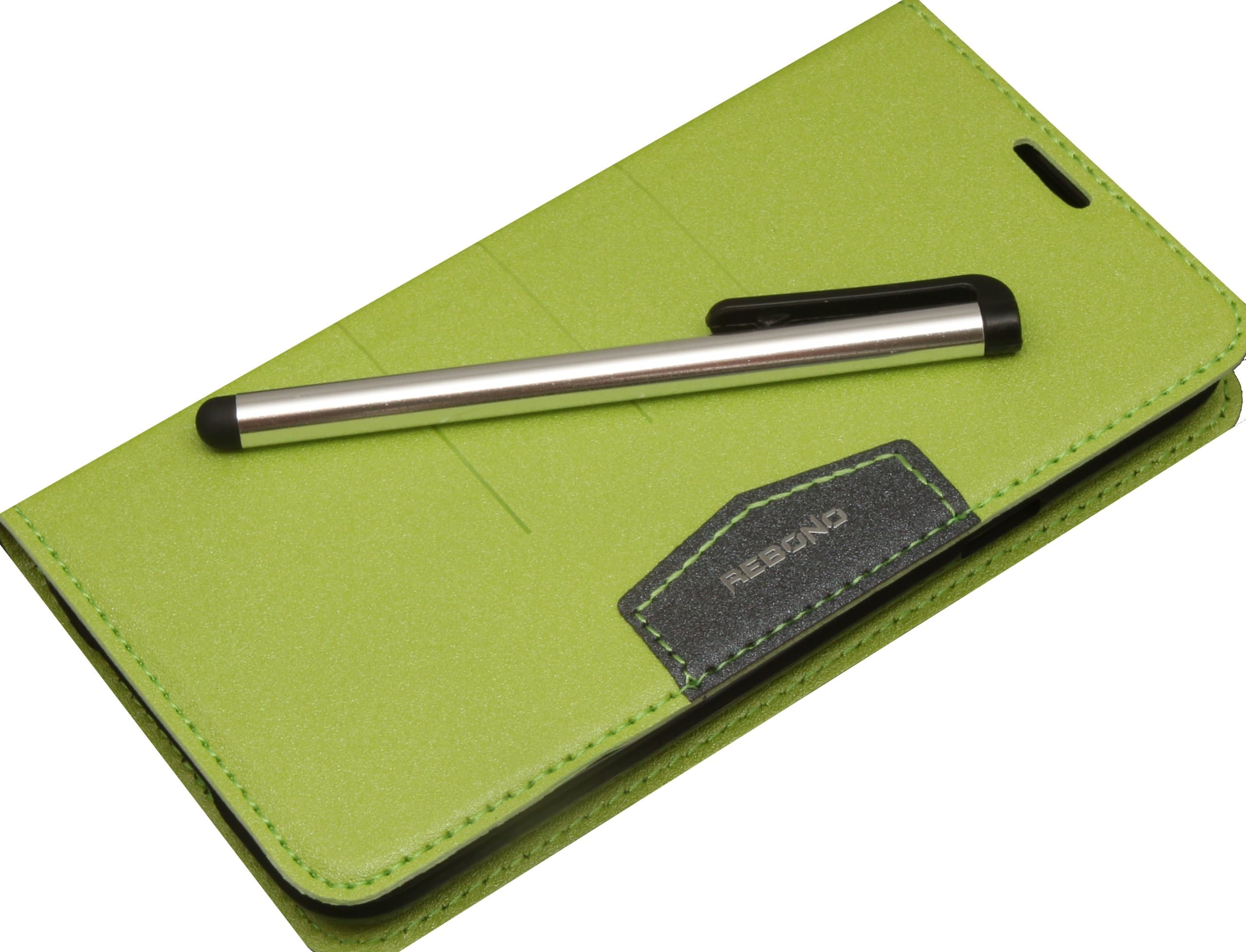 Rebono Premium Leather Protective Wallet Flip Case With Stand For Samsung Galaxy S5 With Card / Money Slot. Free Stylus Pen Gift Included (Color: Green Ice)