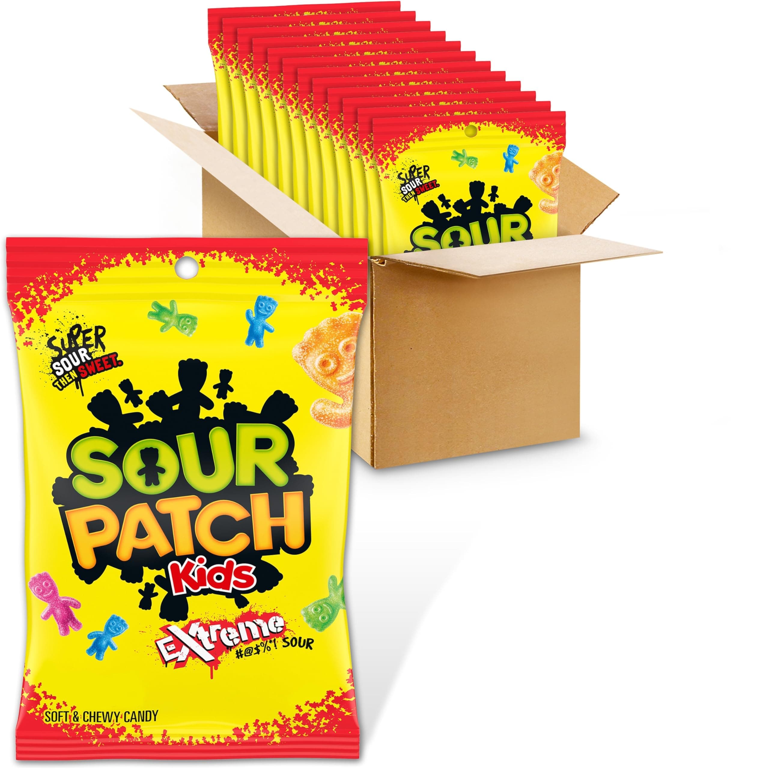 Extreme Sour Soft & Chewy Candy, Bulk Candy, 12 - 7.2 oz Bags