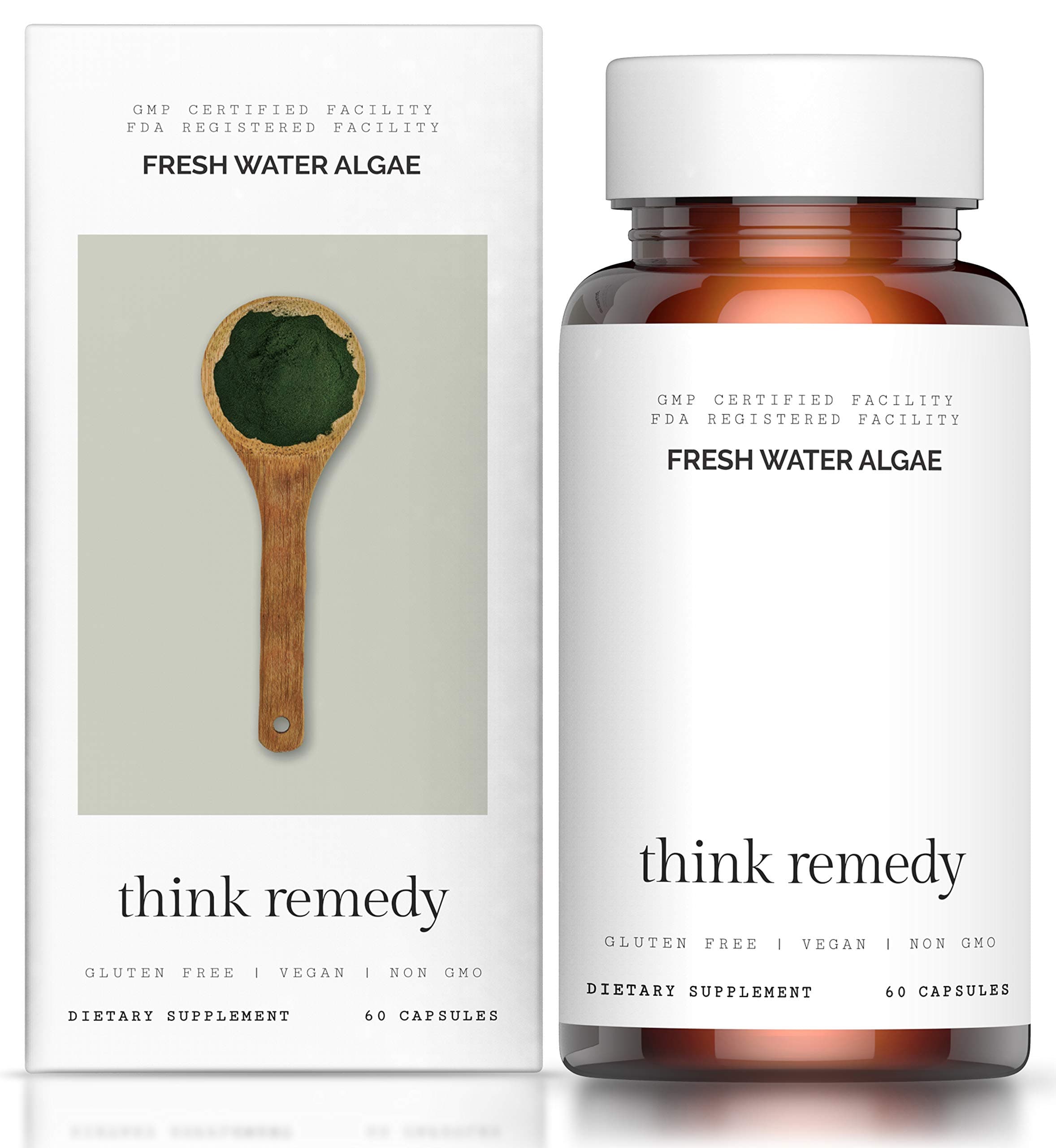 Fresh Water Algae Capsules - Chlorella Spirulina Pills for Detoxification and Cardiovascular Support - Potent Chlorophyll - Organic Powder Supplement - 60 Capsules - Optimal 50/50 Blend