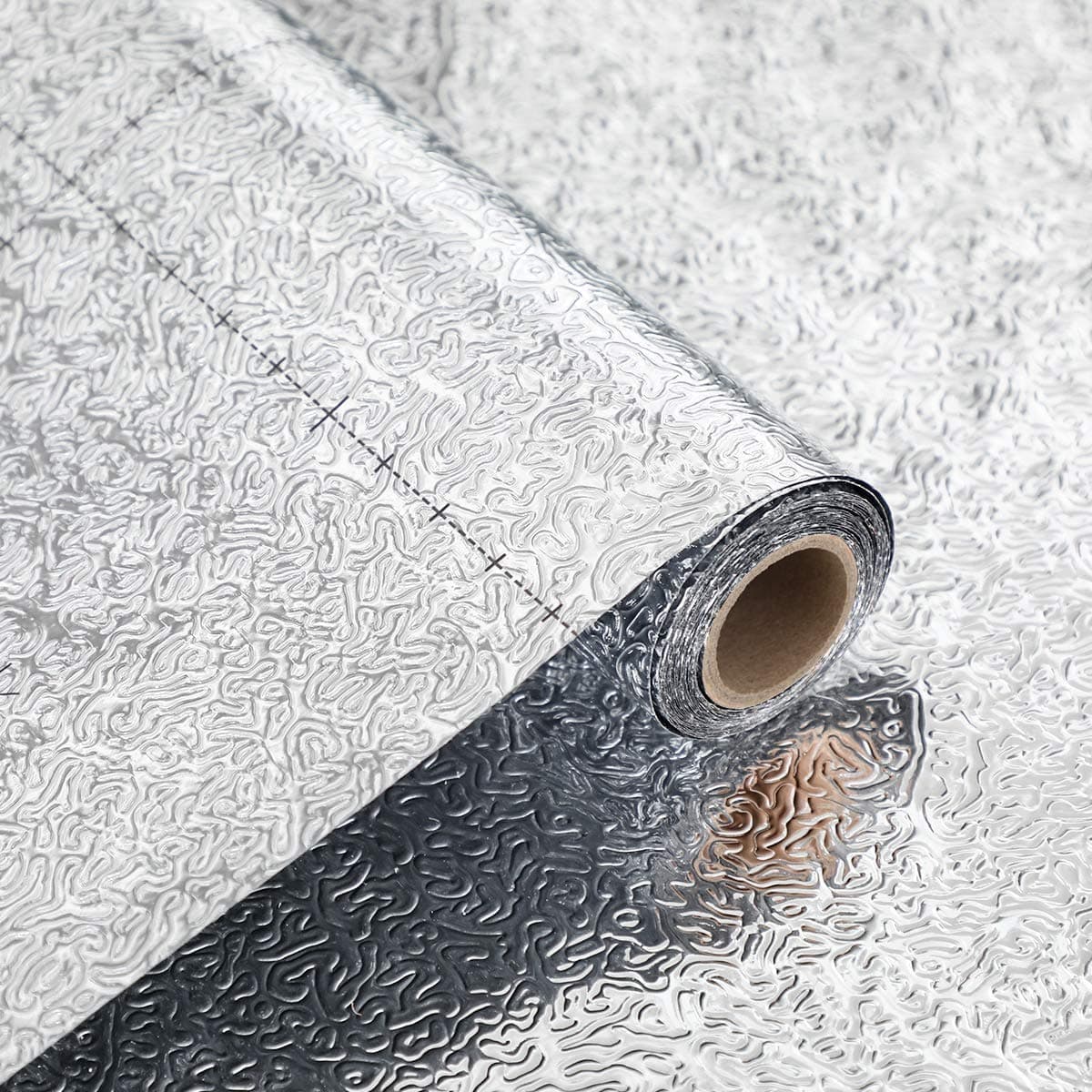 VEELIKE Kitchen Backsplash Wallpaper Peel and Stick Aluminum Foil Contact Paper Self Adhesive Oil-Proof Heat Resistant Wall Sticker for Countertop Drawer Liner Shelf Liner (15.74x118.11inches)