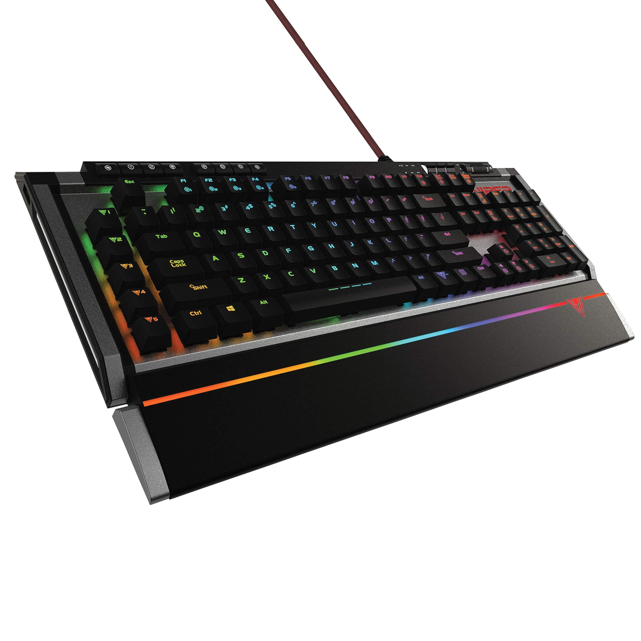 Patriot Memory Viper V770 Pro Mechanical Gaming Keyboard Full Rgb/Dedicated Media Controls/Macro Enabled, Viper Black And Silver(Pv770Mrumxgm)