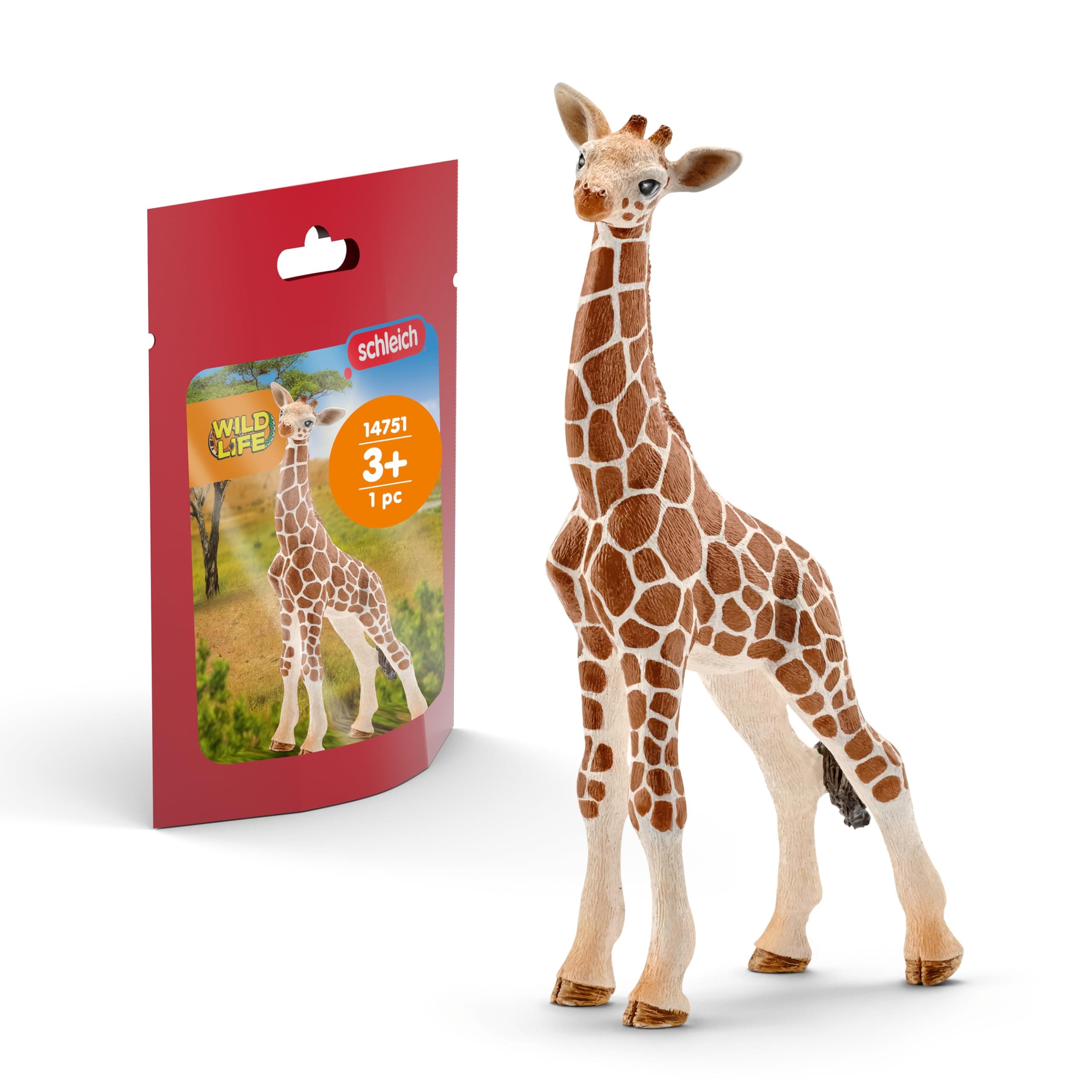 SCHLEICH Wild Life 14751 Giraffe Calf Animal Figurine - Authentic Detailed Wild Giraffe Calf Toy Education, Imagination, and Play - Highly Durable Animal Toys Gift for Boys, Girls, Kids Ages 3+