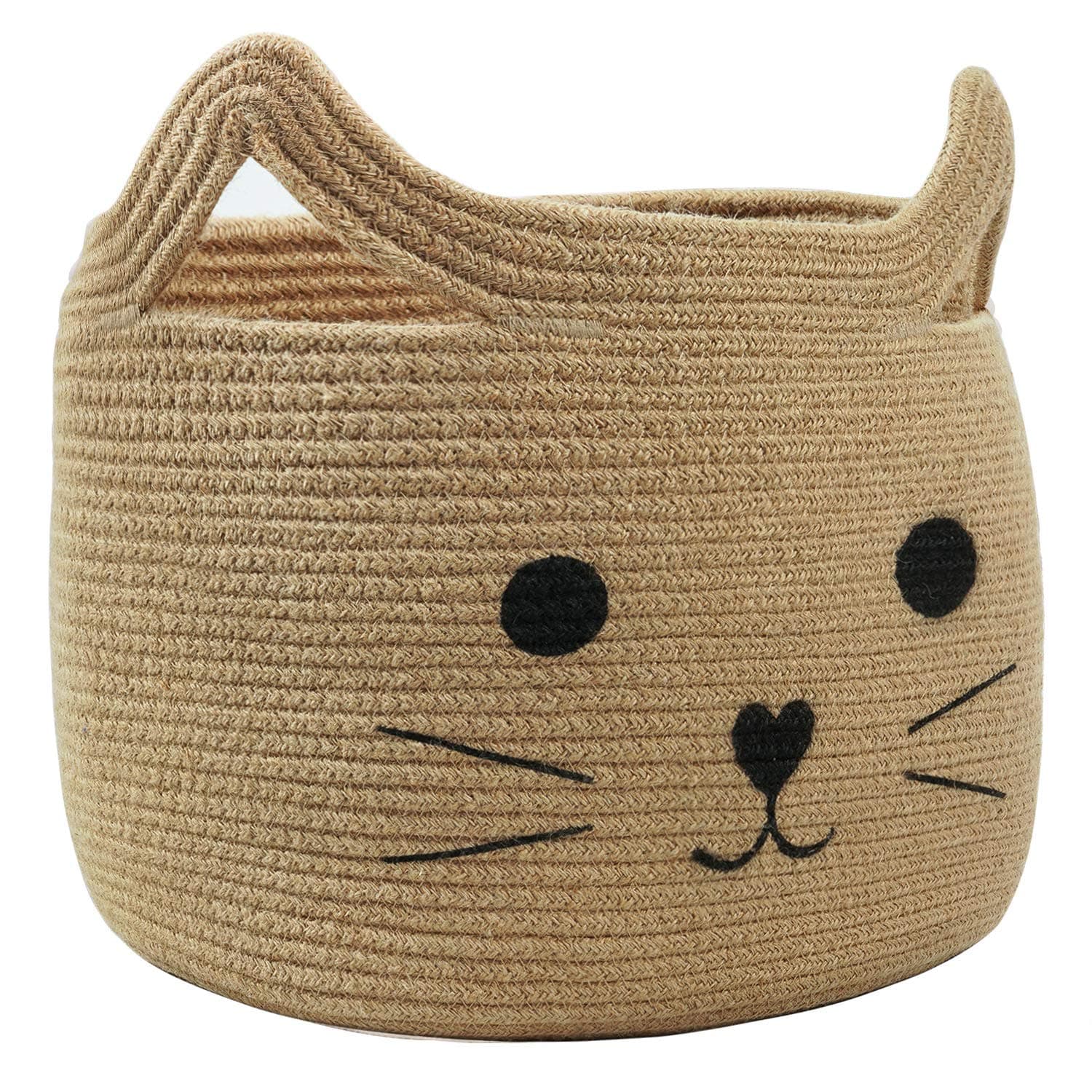 Large Woven Jute Rope Storage Basket, Baby Laundry Basket Organizer for Toys, Blanket, Clothes, Towels, Gifts | Pet Gift Baskets for Cat, Dog - 15.7" L×11.8" H