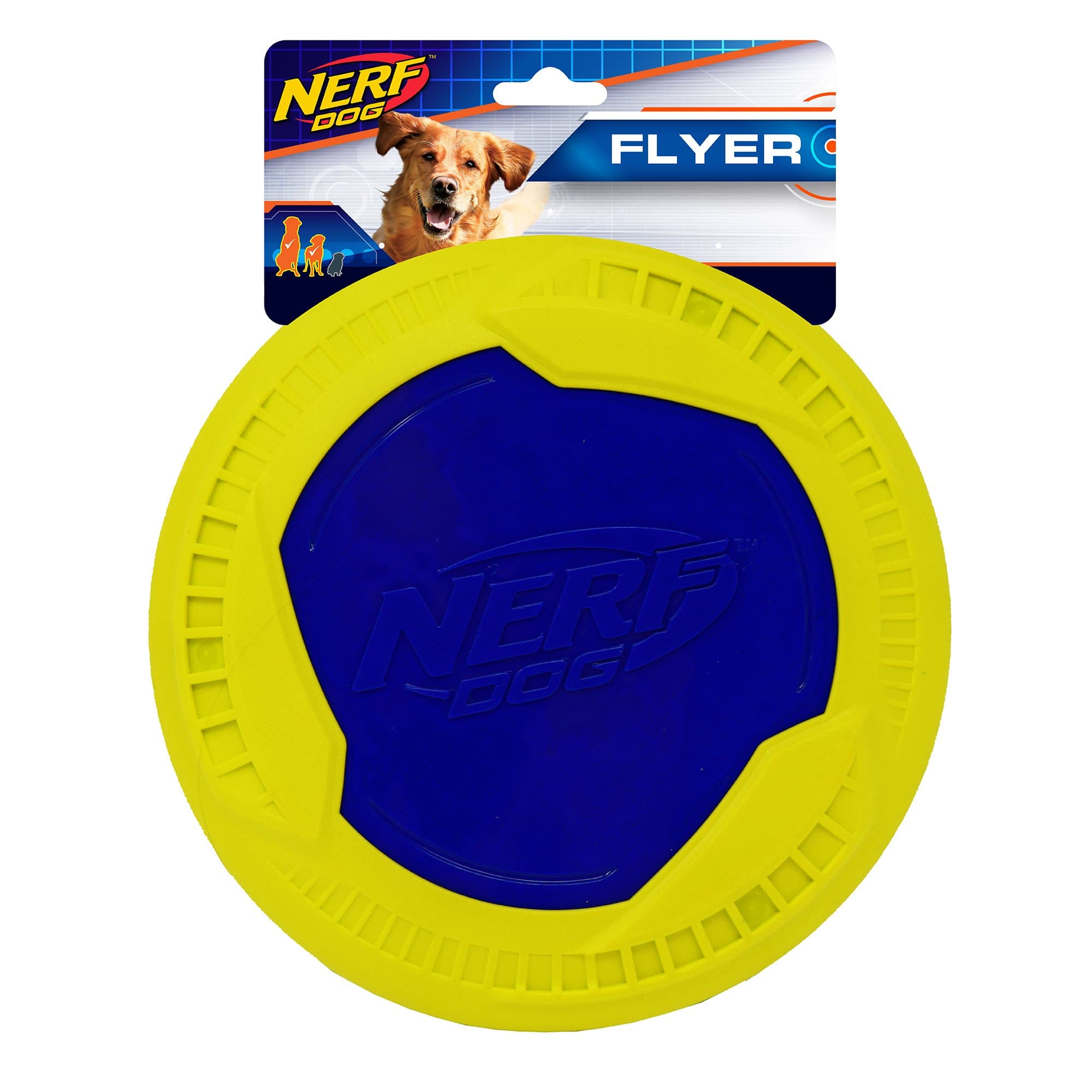 Nerf Dog Megaton Disc Dog Toy, Lightweight, Durable and Water Resistant, 9 Inches, for Medium/Large Breeds, Single Unit, Blue/Green