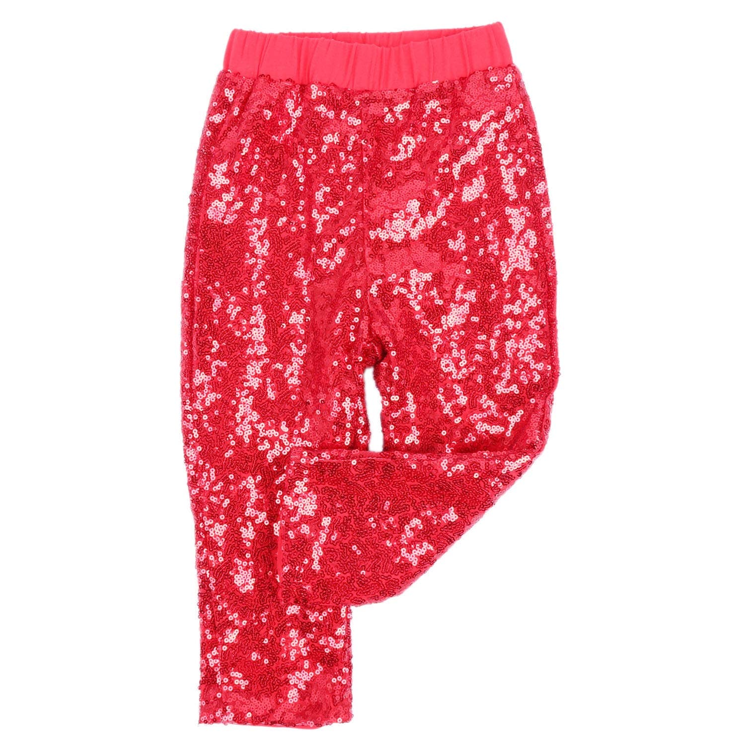 Cilucu Leggings for Baby Girls Toddler Sequin Pants Kids Birthday Clothes Sparkle on Both Sides Red 12 Months