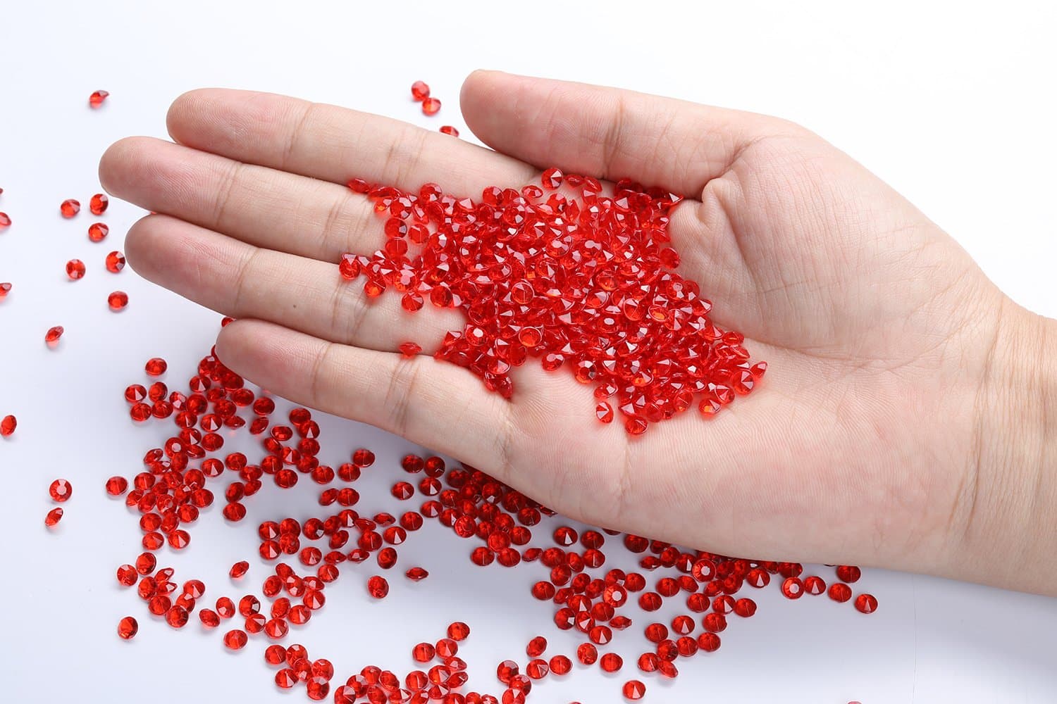 10000 pcs/Pack Wedding Table Scatter Confetti Crystals Acrylic Diamonds 4.5 mm Rhinestones for Wedding, Bridal Shower, Vase Beads Decorations (red)
