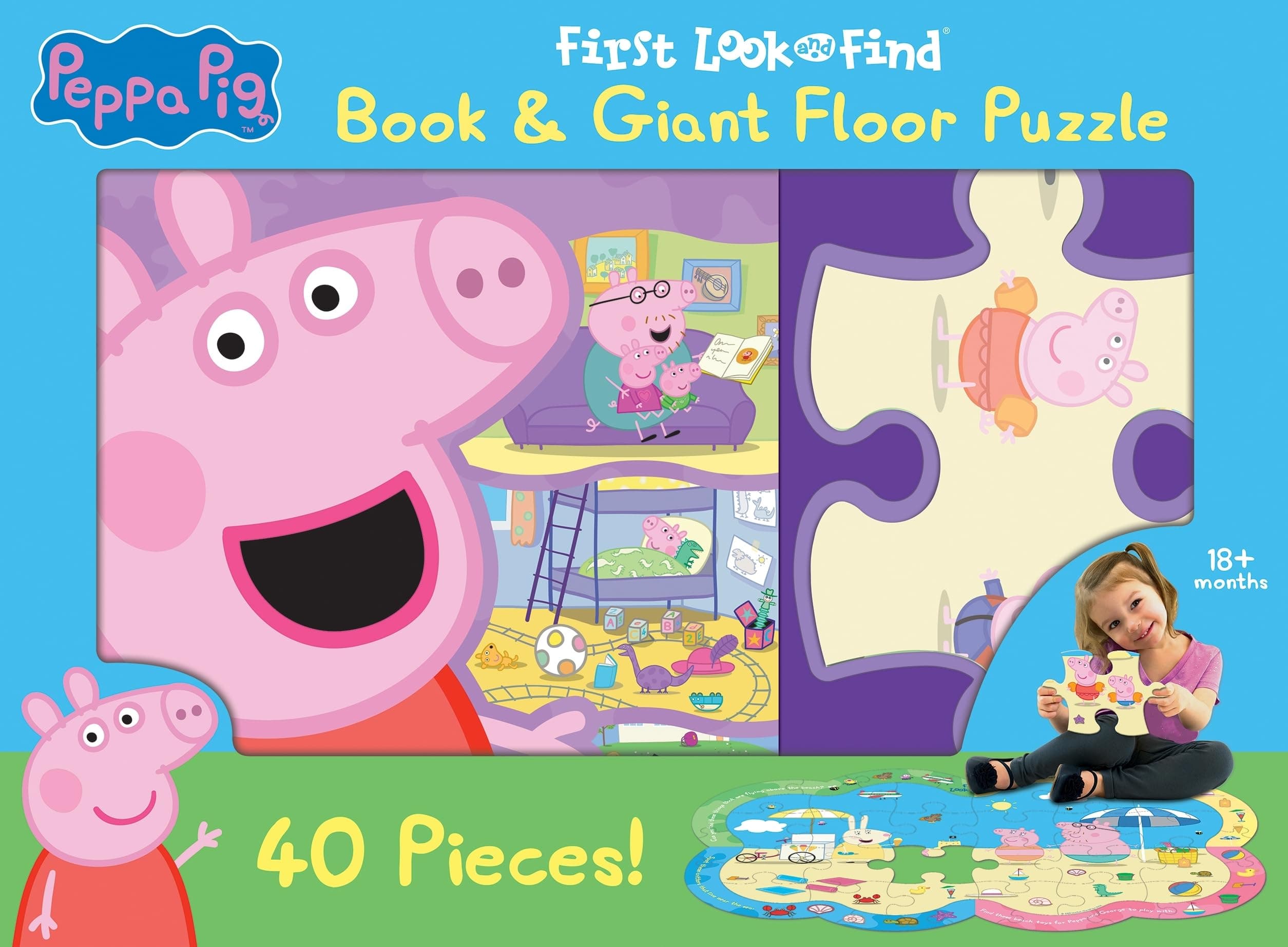 Peppa Pig - First Look and Find Board Book & Giant 40 Piece Puzzle - PI Kids