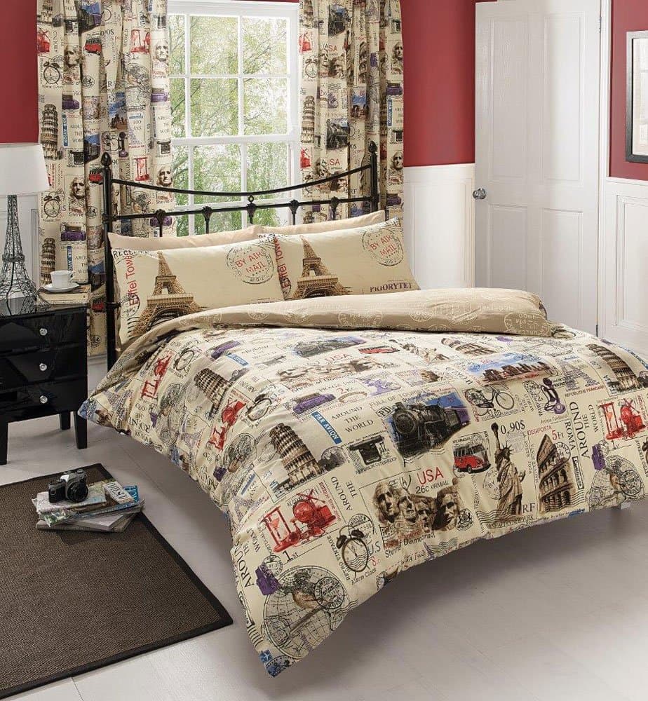 AROUND THE WORLD VINTAGE STYLE DUVET COVER BED SETS (Superking)
