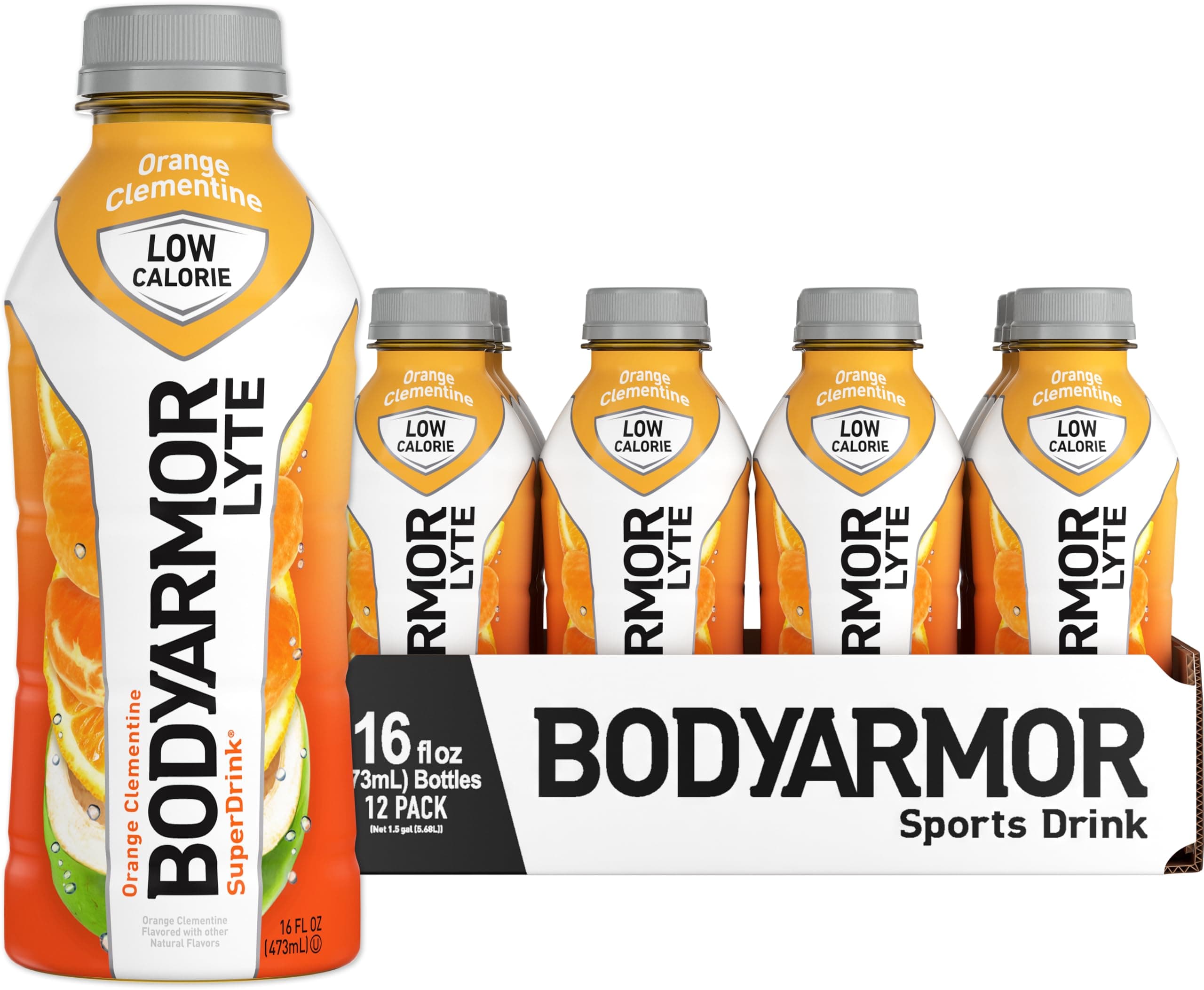 BODYARMOR LYTE Low-Calorie Sports Drink, Orange Clementine, Coconut Water, Natural Flavors, Vitamins, Electrolytes, 16 Fl Oz (12 Pack)