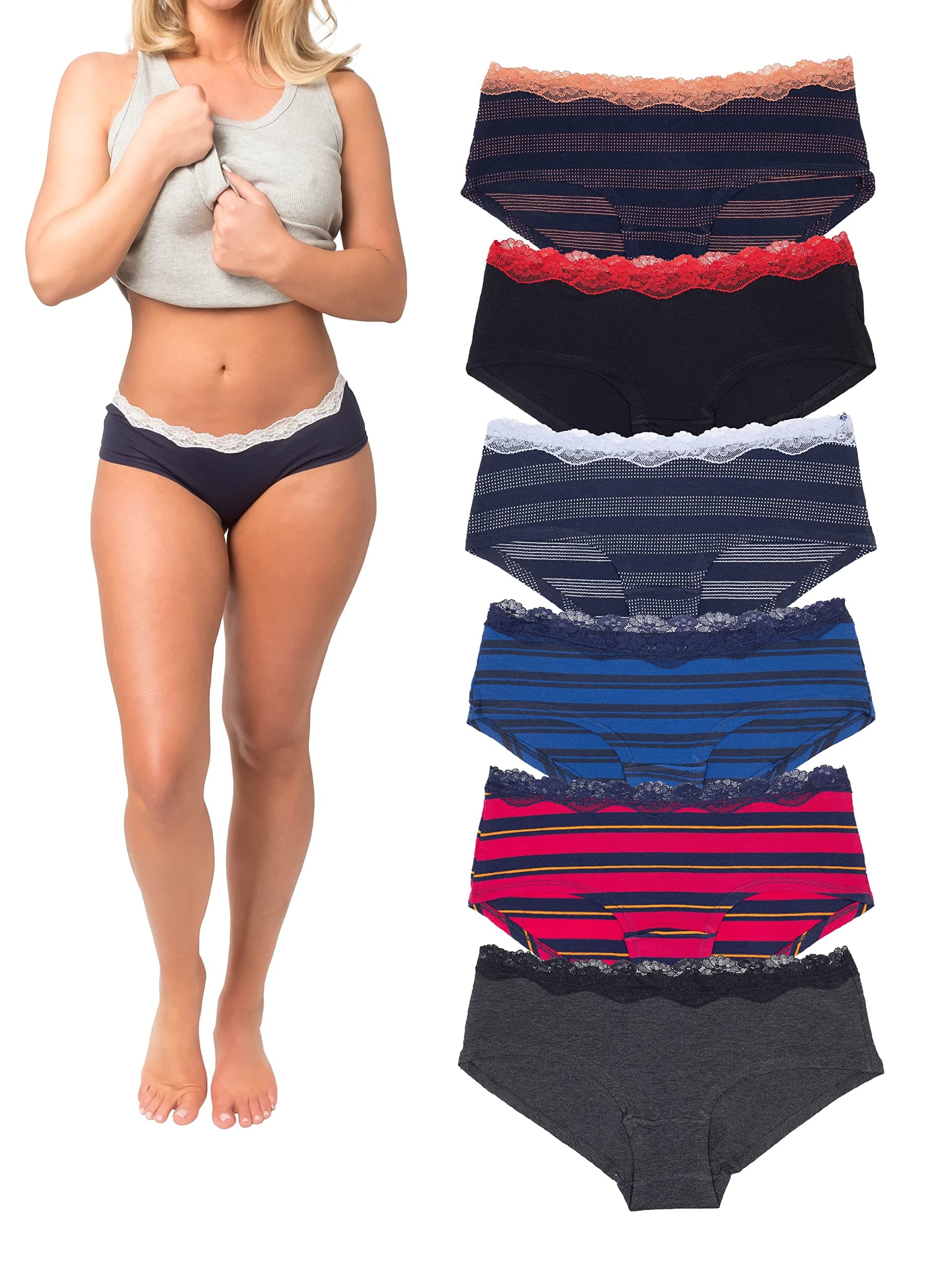 EmprellaCotton Underwear for Women, Seamless Women's Underwear Pack, Cheeky Hipster Panties