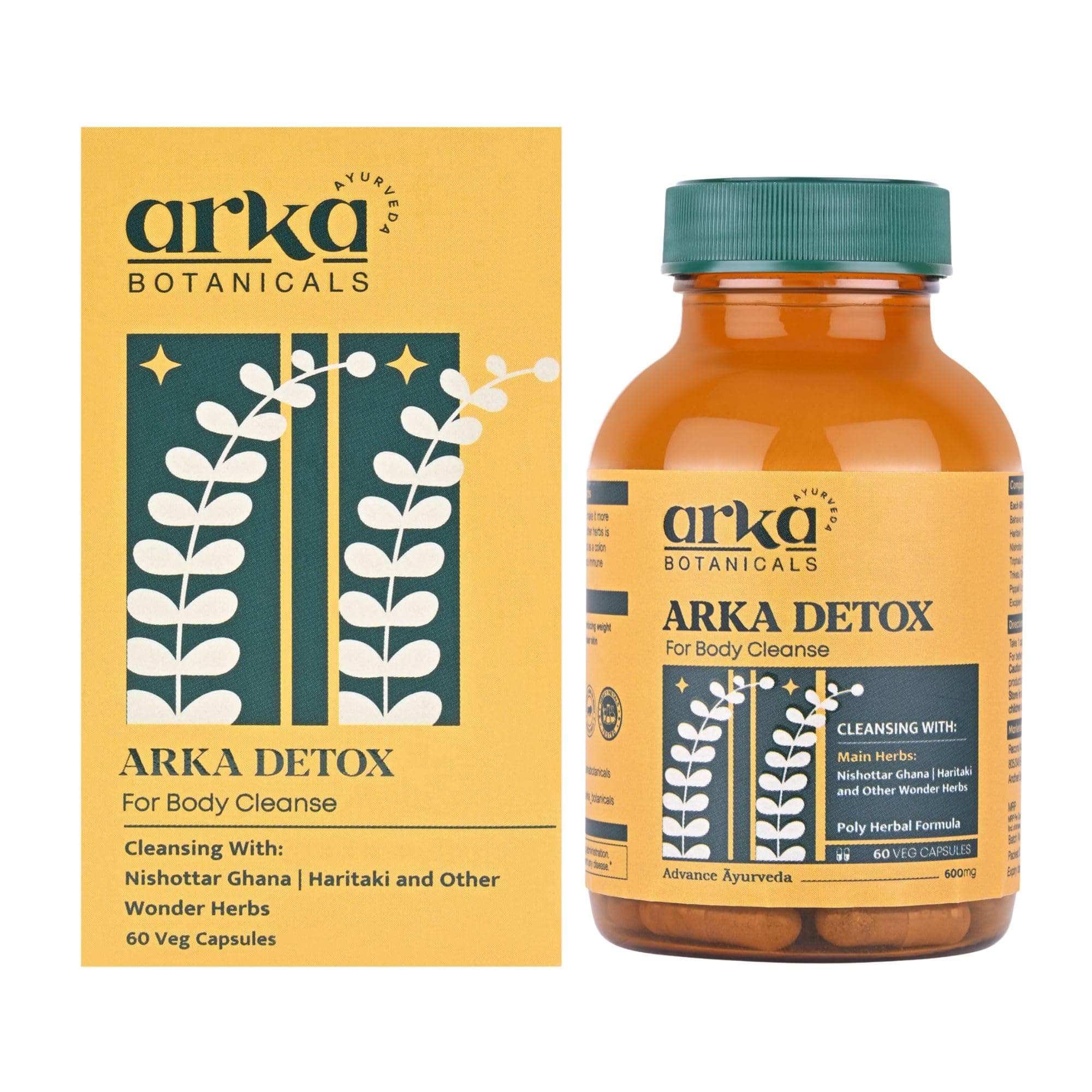 Arka Detox 60 Veg Capsules | Natural Body Cleanse & Digestion Support | Ayurvedic Formula with Nishottar Ghana & Haritaki | Plant-Based Detox for Wellness & Gut Health