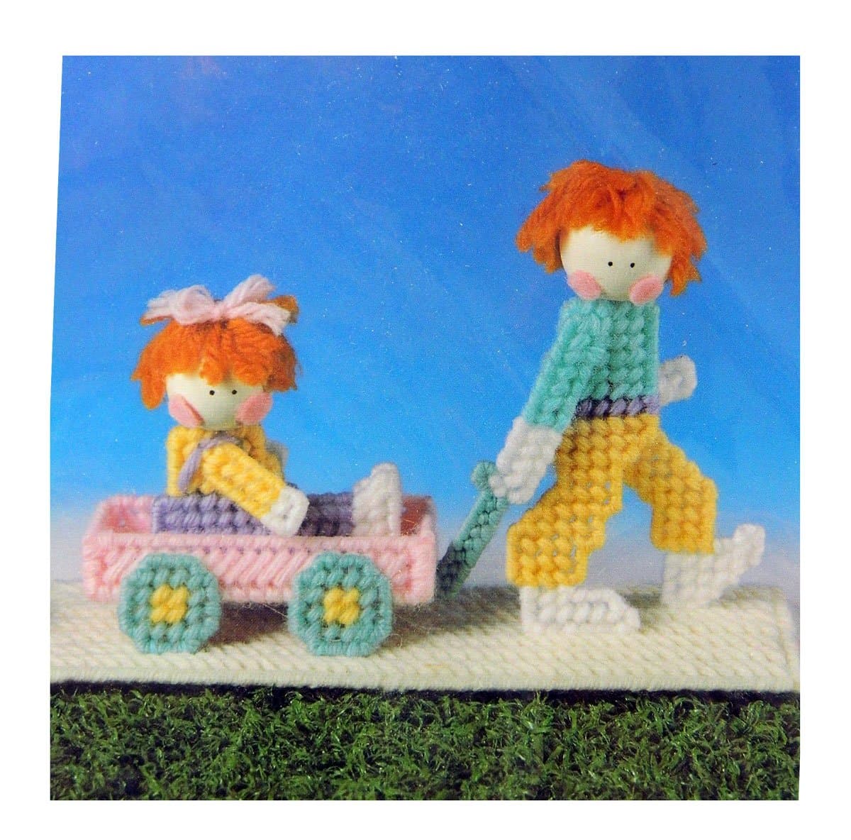 Vintage Martinsville New Plastic Canvas Needlepoint Wagon Ride