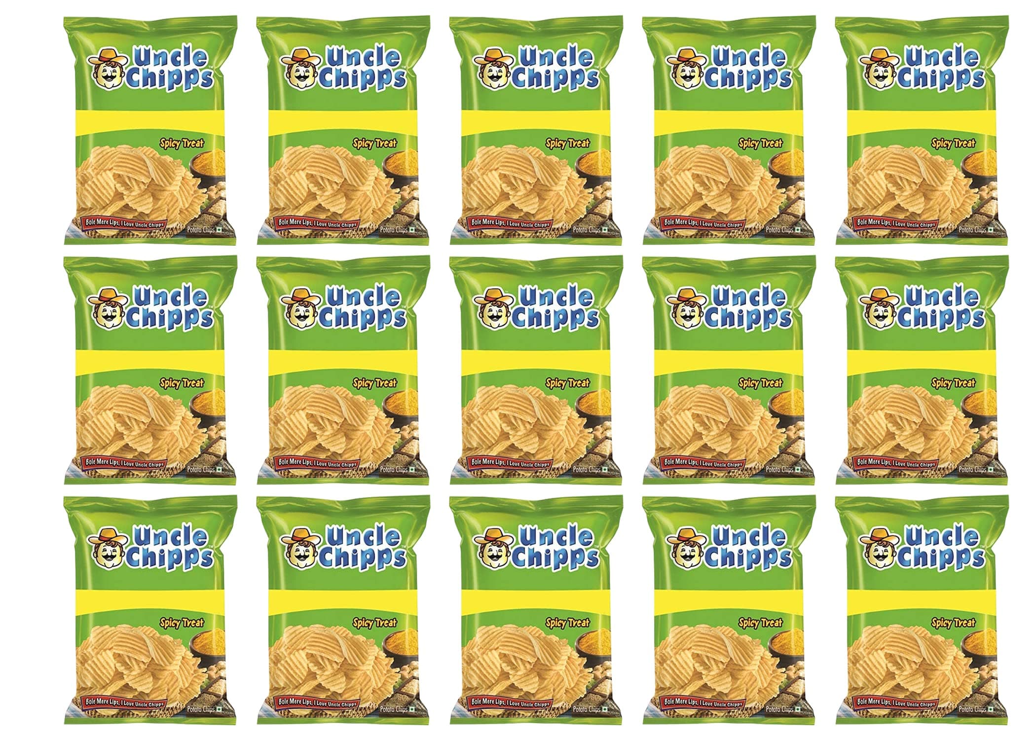 Uncle Chips Spicy 50g (Pack of 15) – Spicy Treat – Crunchy Namkeen – Perfect Tea Time Snack – Potato Chips